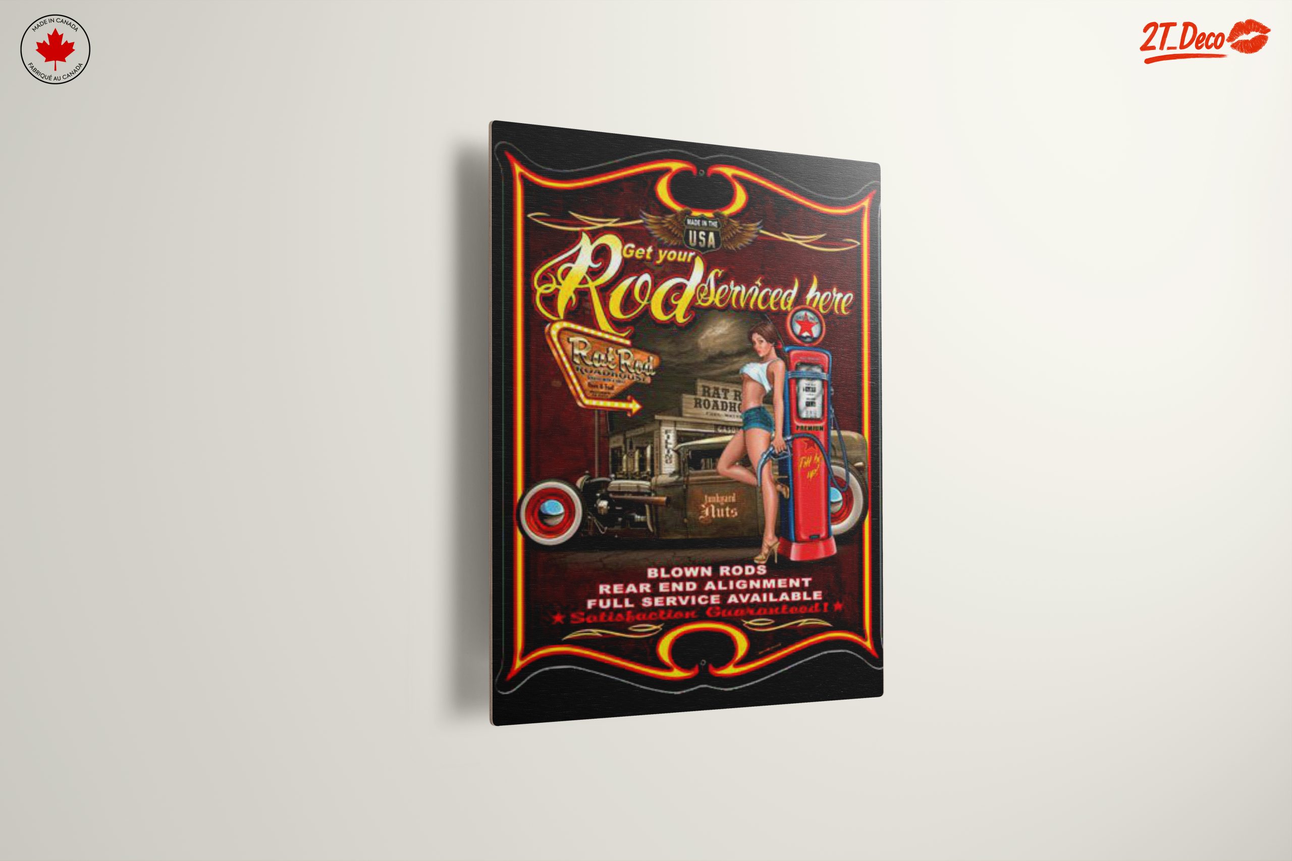 Vintage Road Service Art with Classic Car - Image 13
