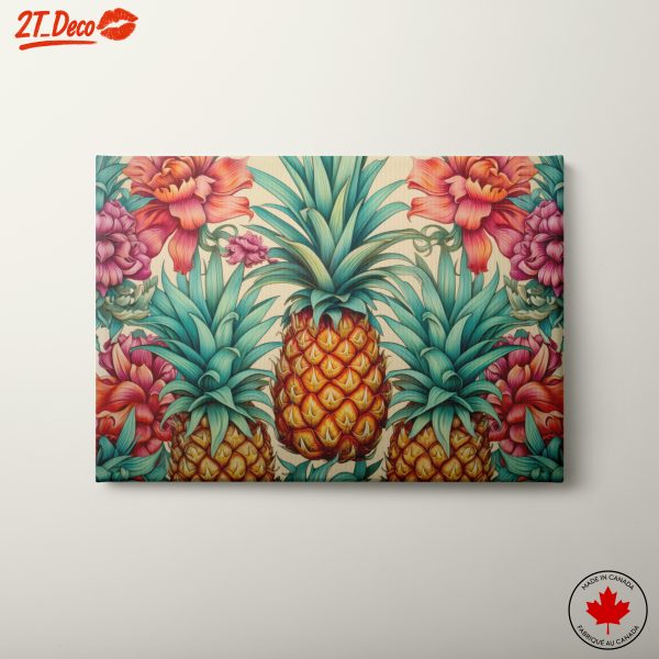 Vibrant Pineapple and Floral Wall Art