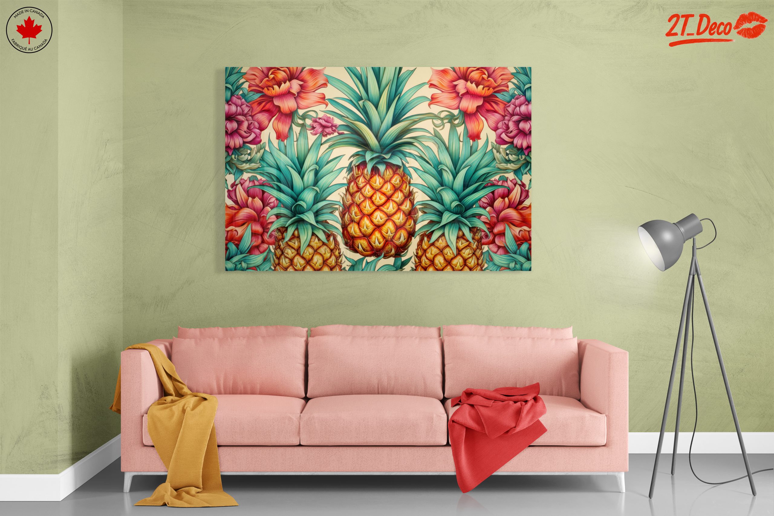Vibrant Pineapple and Floral Wall Art - Image 7