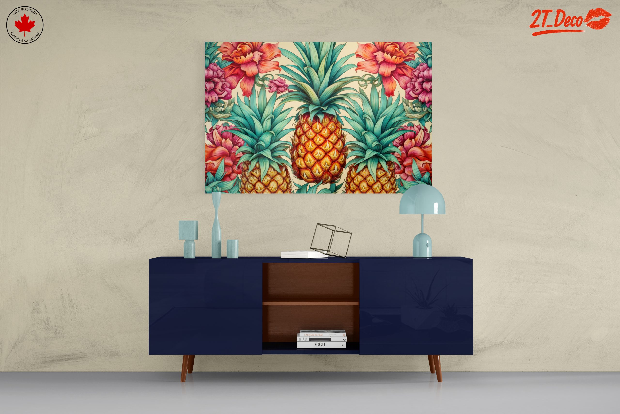 Vibrant Pineapple and Floral Wall Art - Image 8