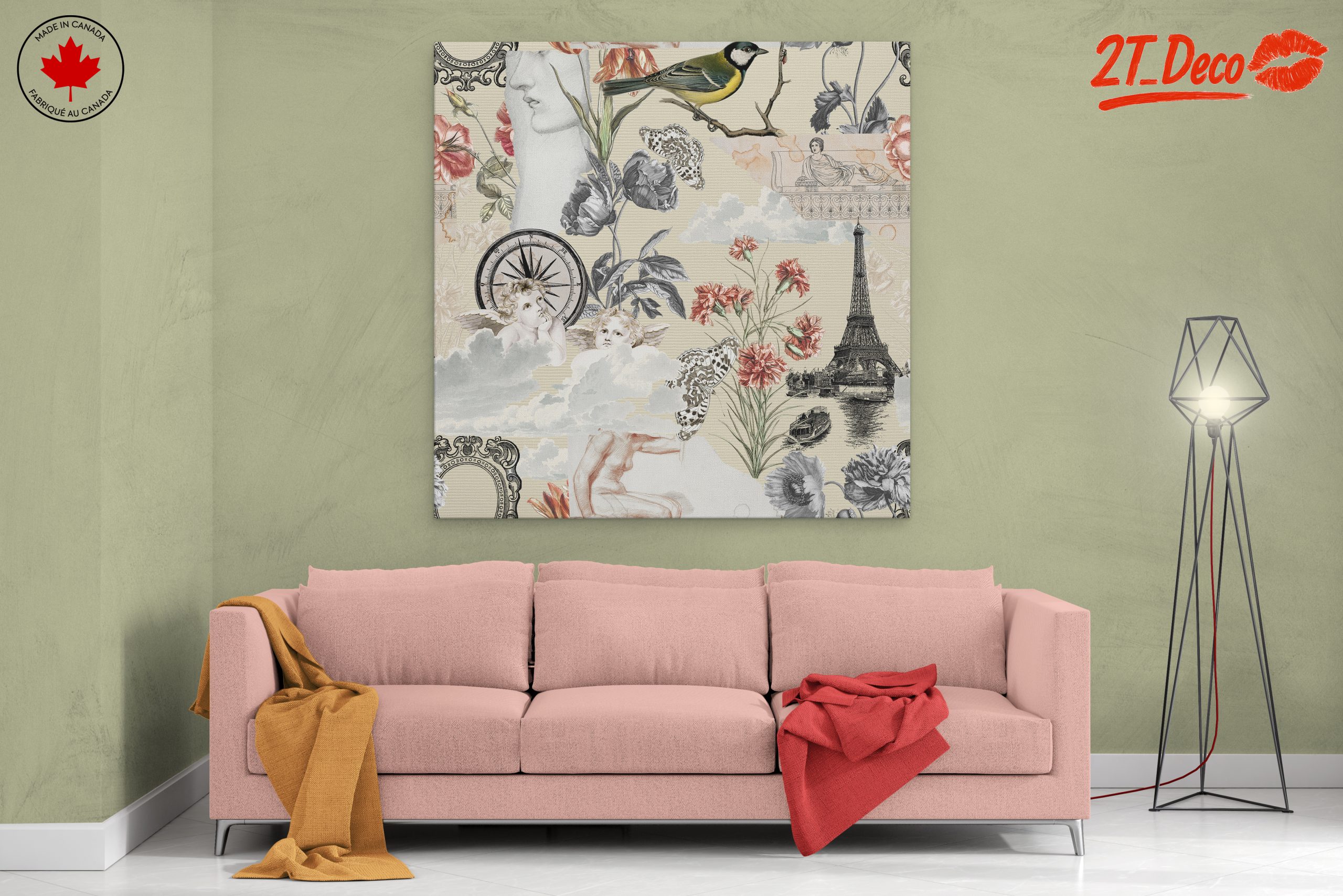 Elegant Urban Floral Composition with Historical Elements - Image 2