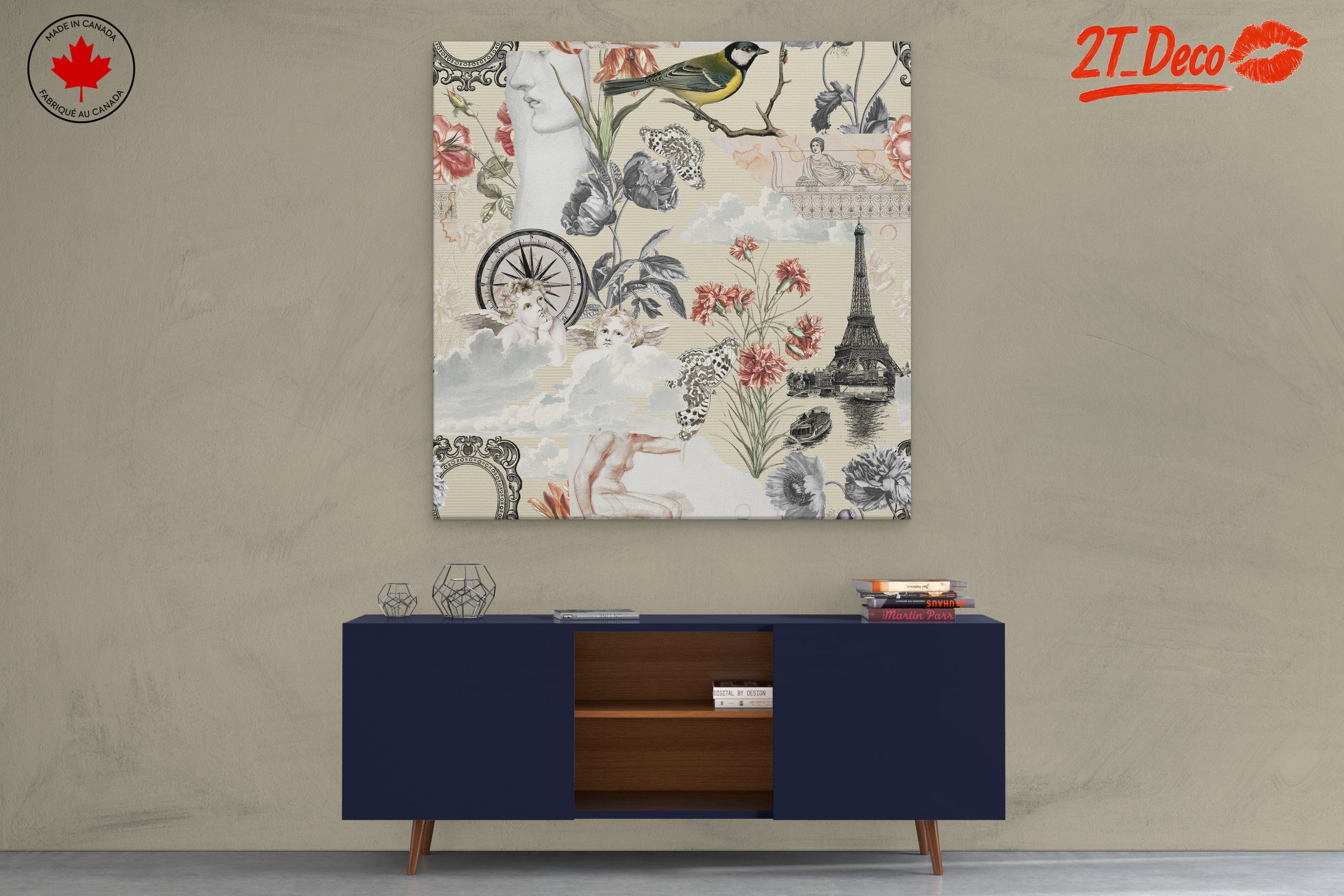 Elegant Urban Floral Composition with Historical Elements - Image 3