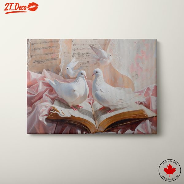 Delicate Doves on Open Book
