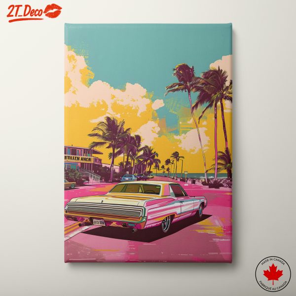 Vibrant Vintage Classic Car in Tropical Setting