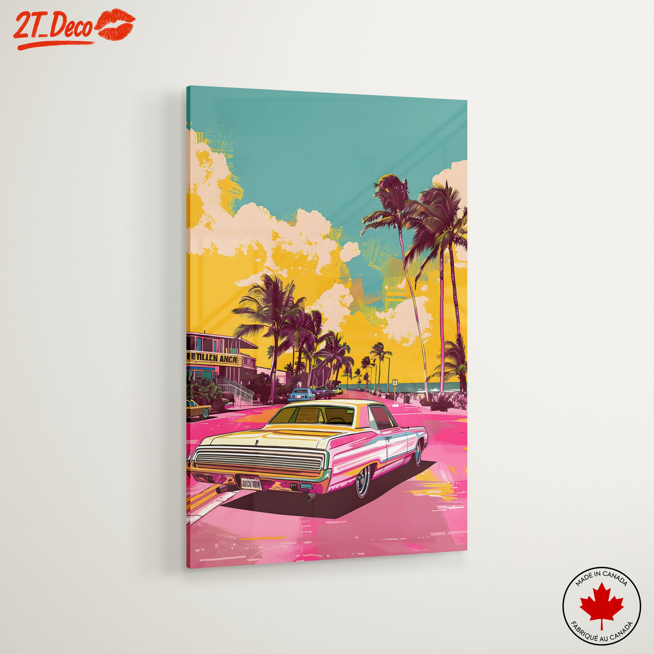Vibrant Vintage Classic Car in Tropical Setting - Image 6