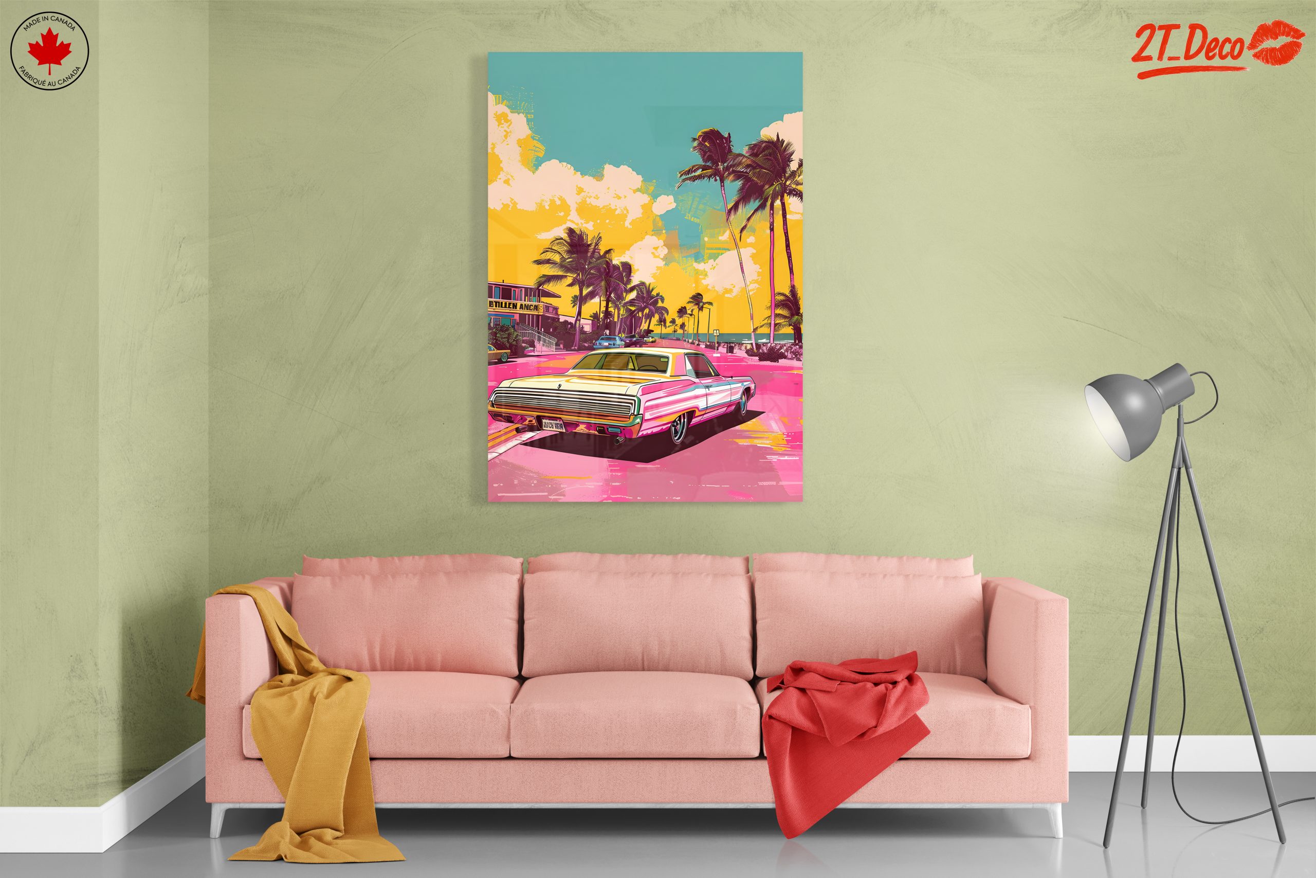 Vibrant Vintage Classic Car in Tropical Setting - Image 7