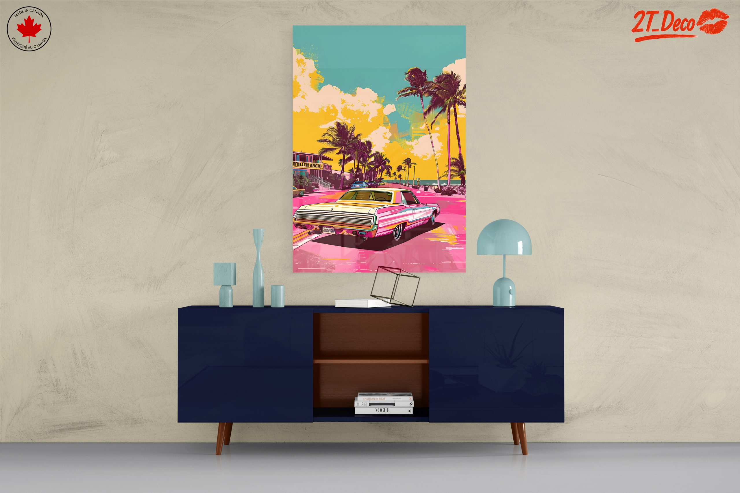 Vibrant Vintage Classic Car in Tropical Setting - Image 8