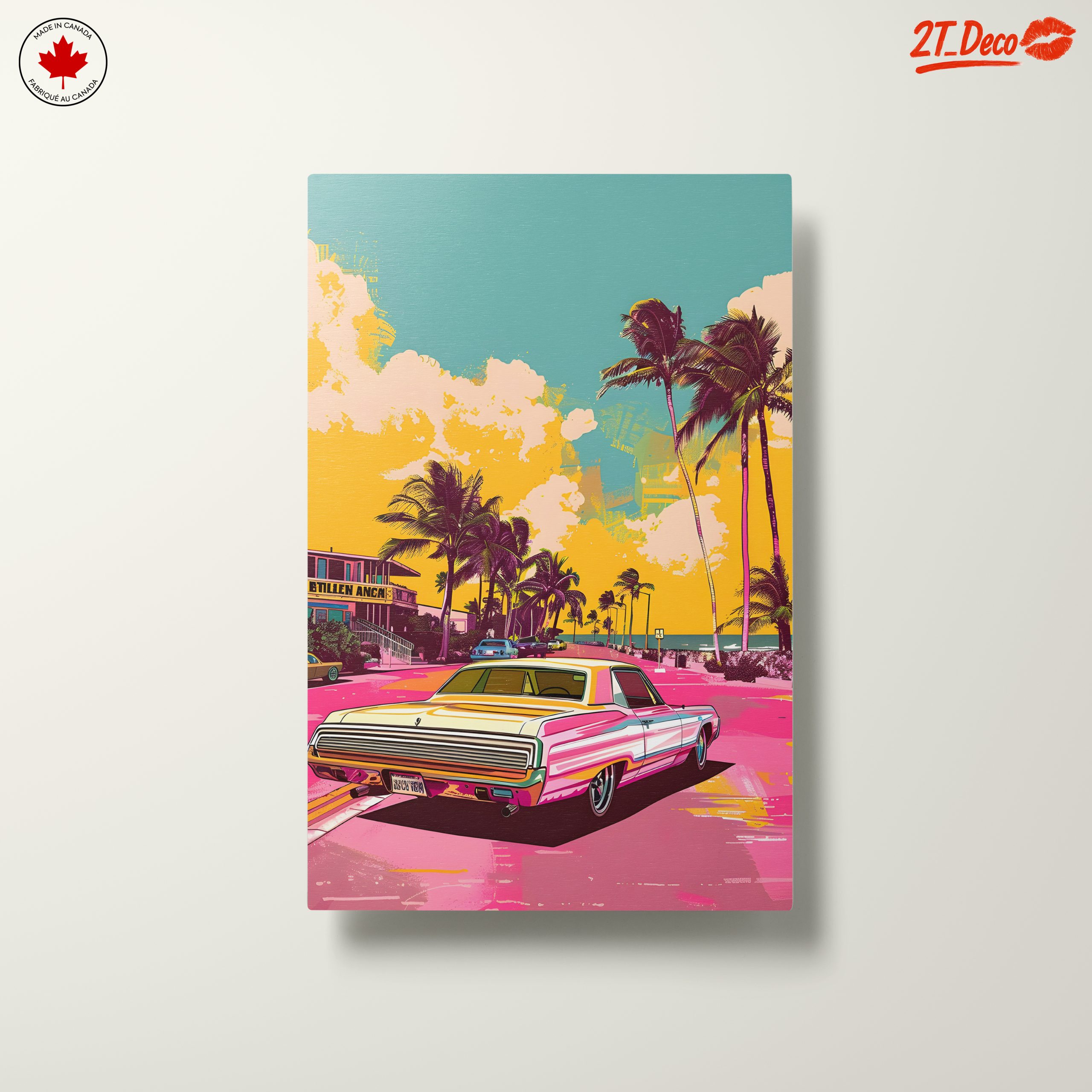 Vibrant Vintage Classic Car in Tropical Setting - Image 10