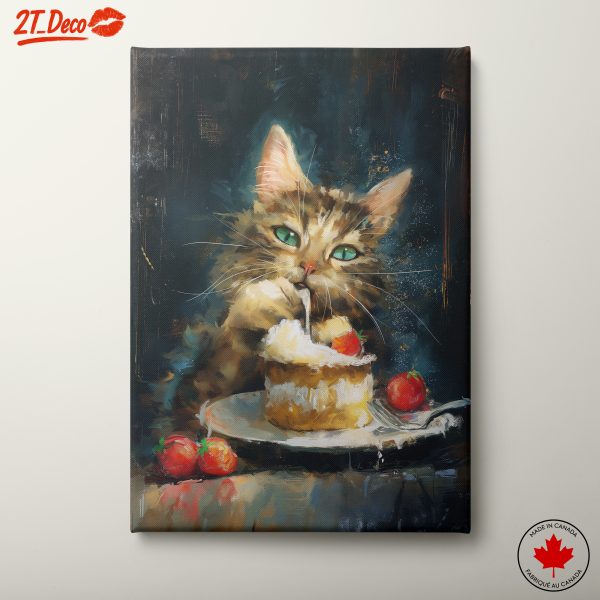 Charming Cat Enjoying a Dessert