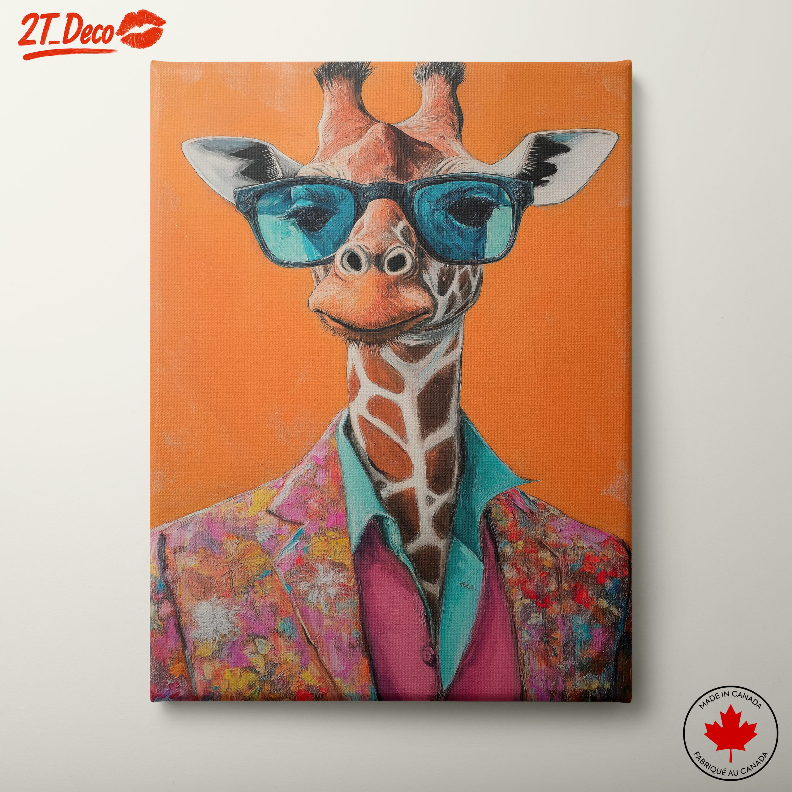 Stylized Giraffe in Colorful Suit