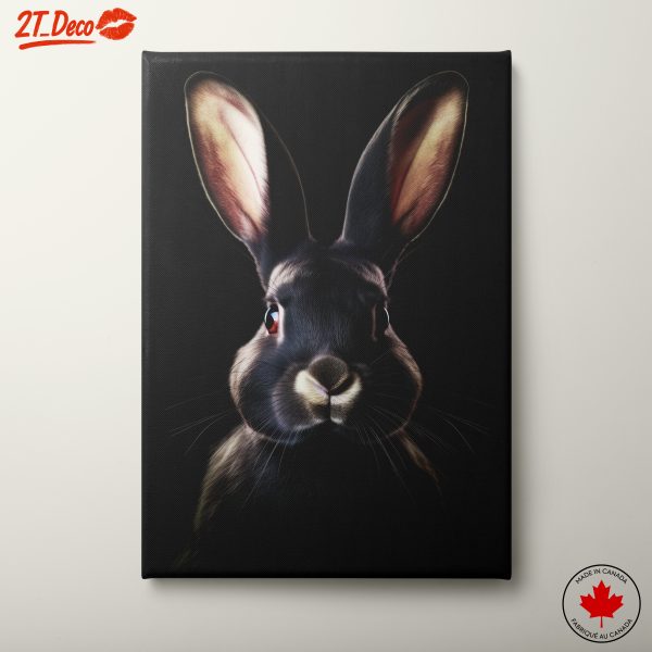 Realistic Portrait of a Black Rabbit