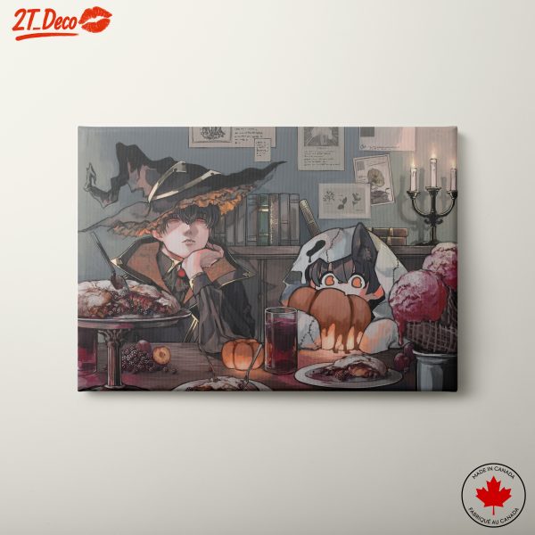 Anime Style Characters Enjoying a Feast