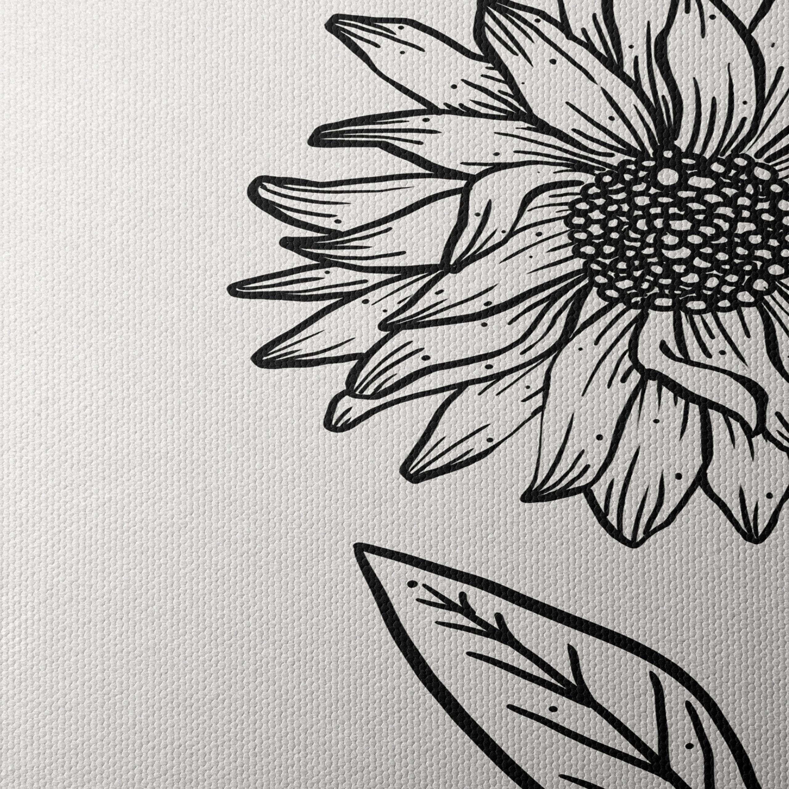 Hand-Drawn Sunflower Botanical Art - Image 4
