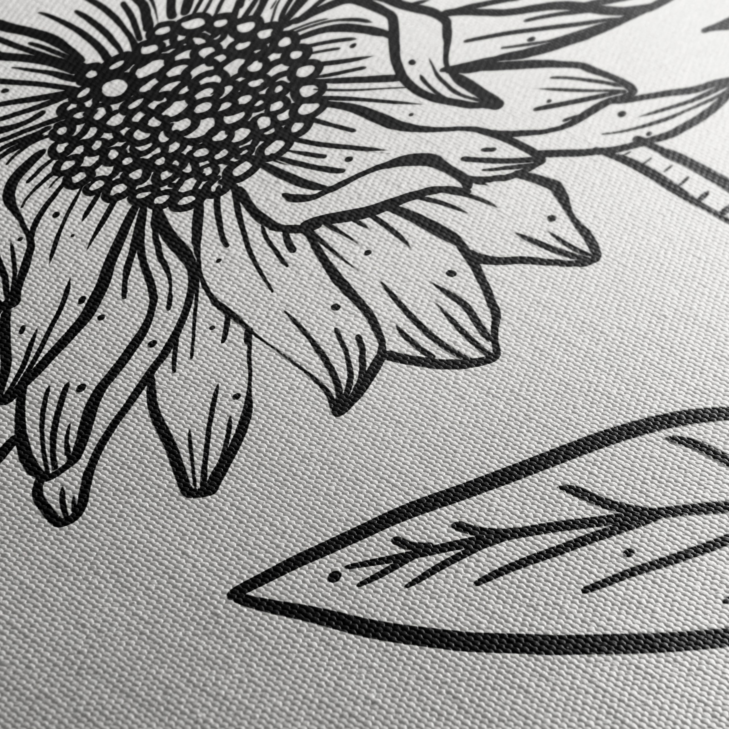 Hand-Drawn Sunflower Botanical Art - Image 5