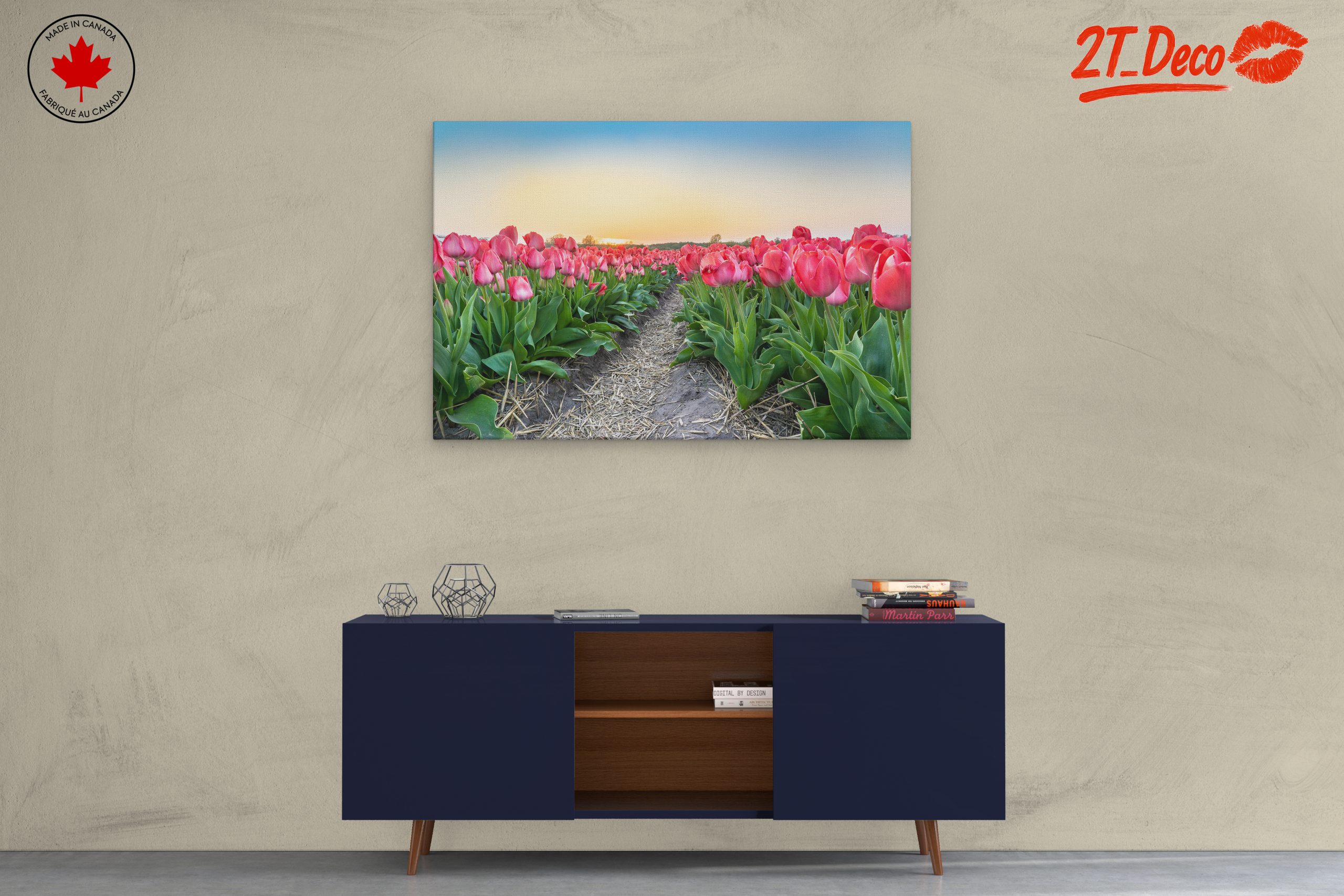 Vibrant Tulip Field at Sunset - Image 3