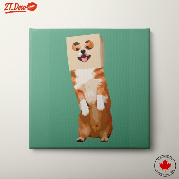 Adorable Dog with Paper Bag Art