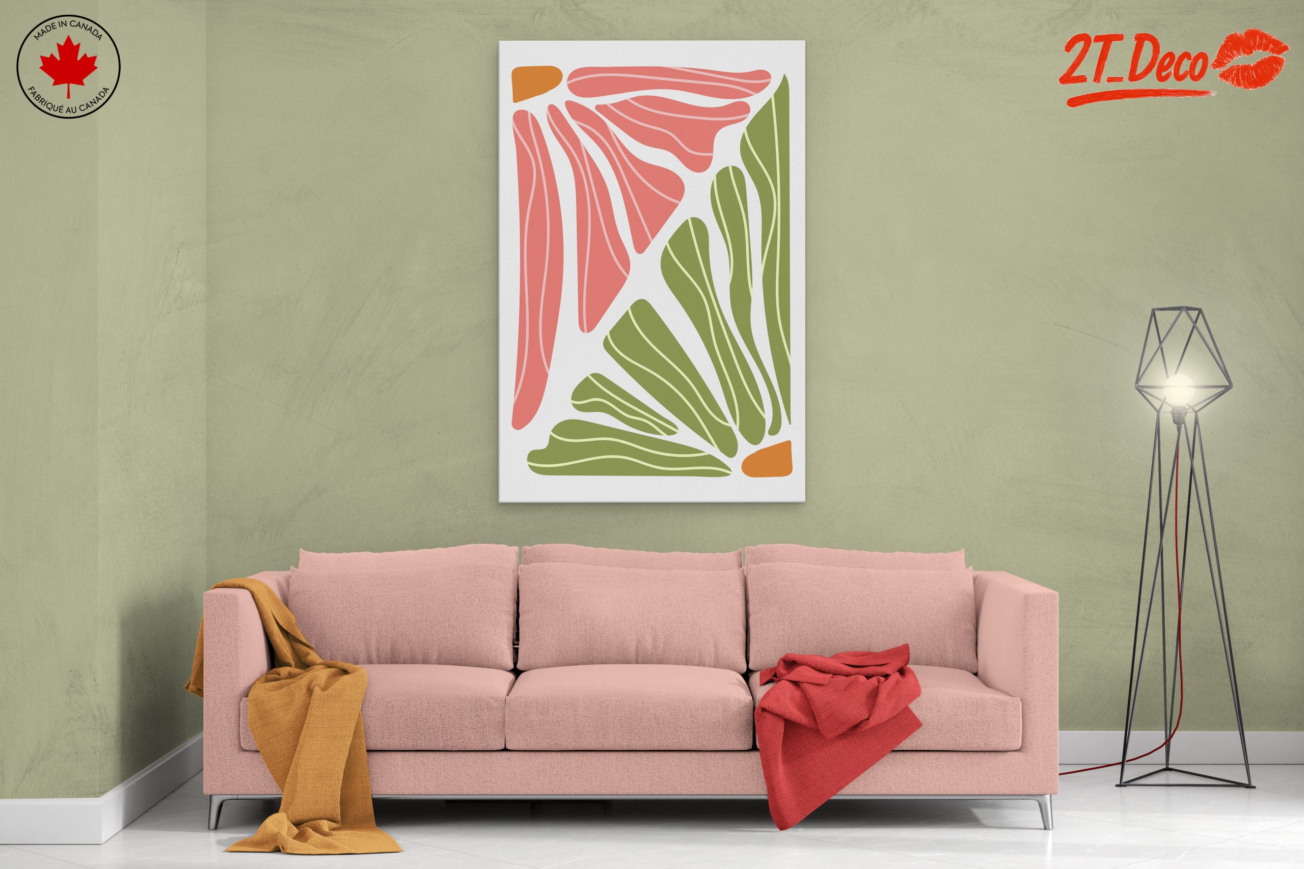 Bold Abstract Shapes in Pink and Green - Image 2