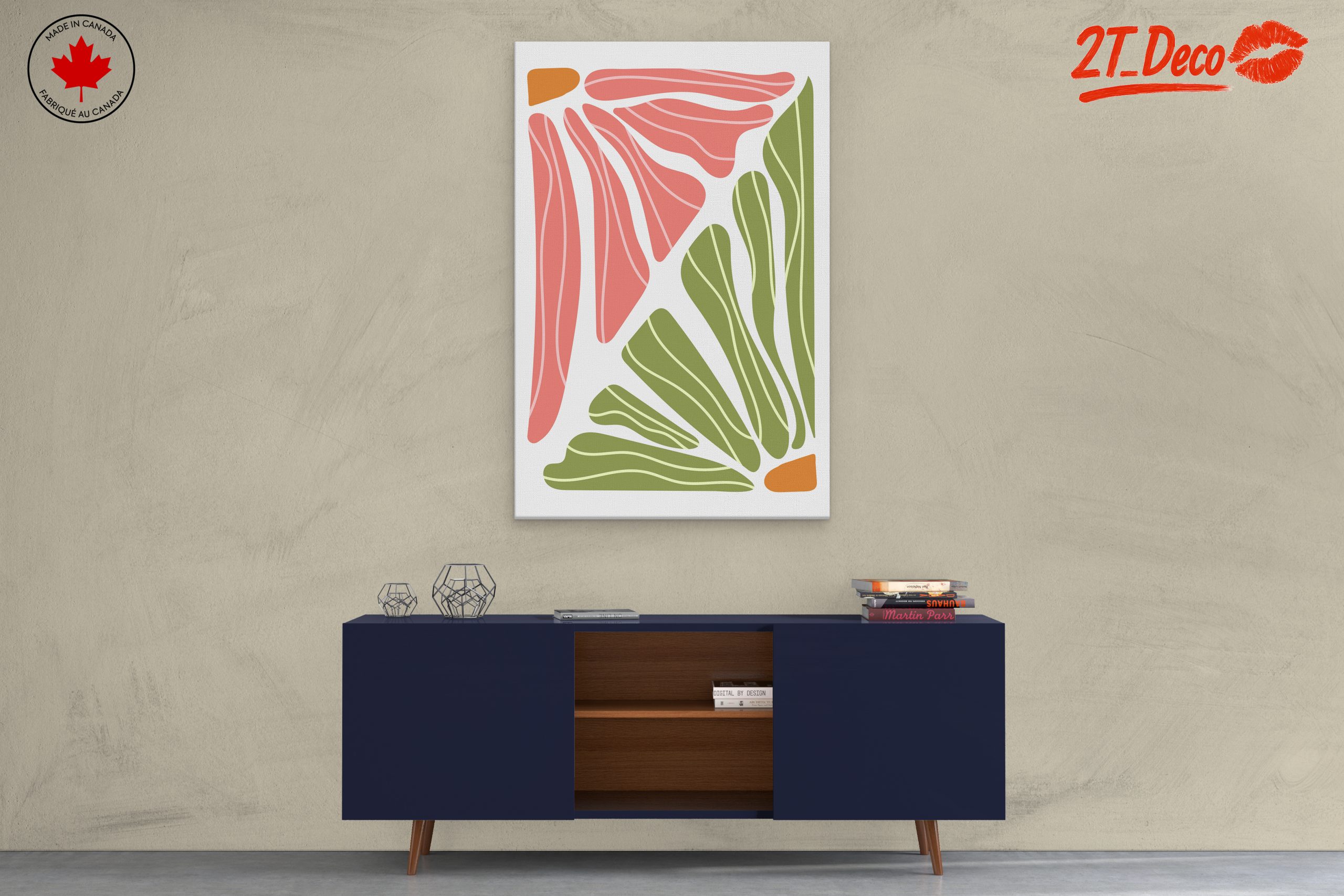 Bold Abstract Shapes in Pink and Green - Image 3