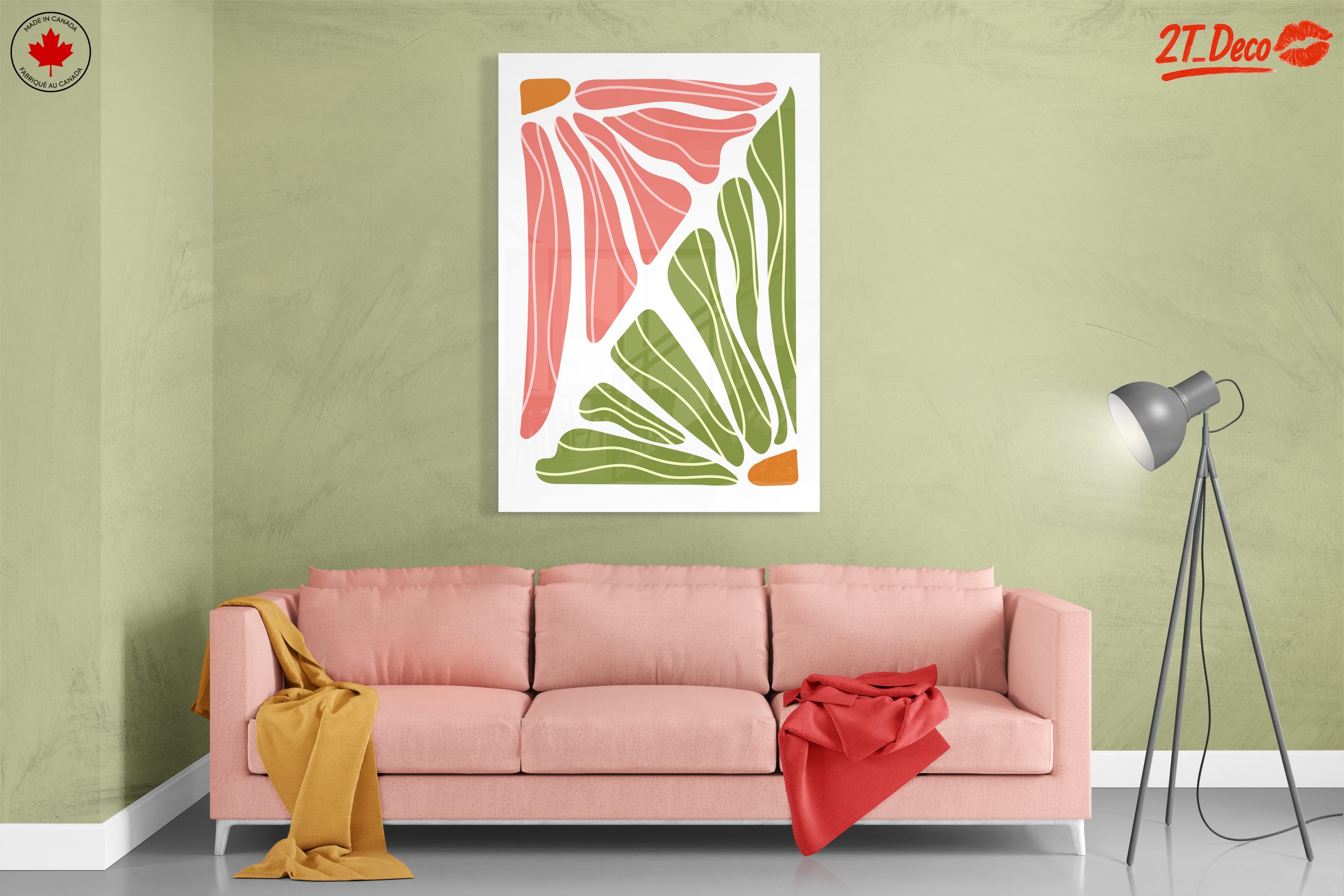 Bold Abstract Shapes in Pink and Green - Image 7