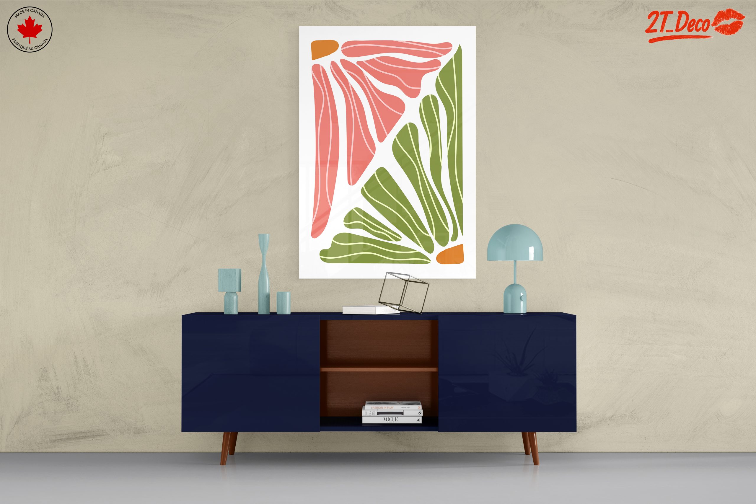 Bold Abstract Shapes in Pink and Green - Image 8