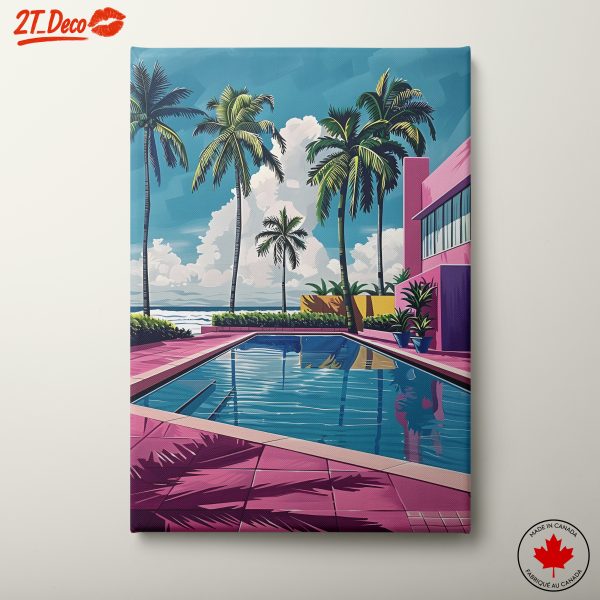 Tropical Poolside Paradise with Palm Trees