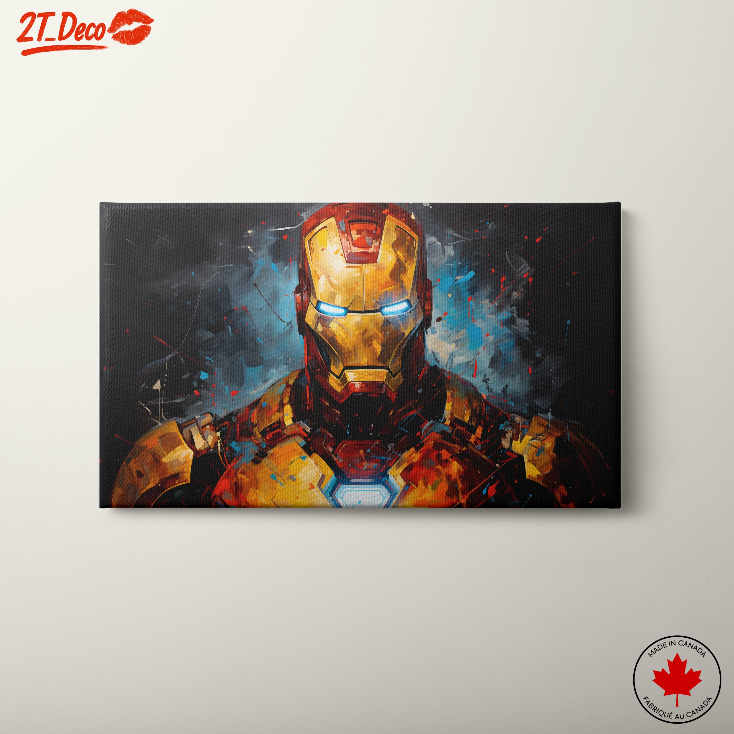 Iron Man Artwork Featuring Bold Colors and Dynamic Style