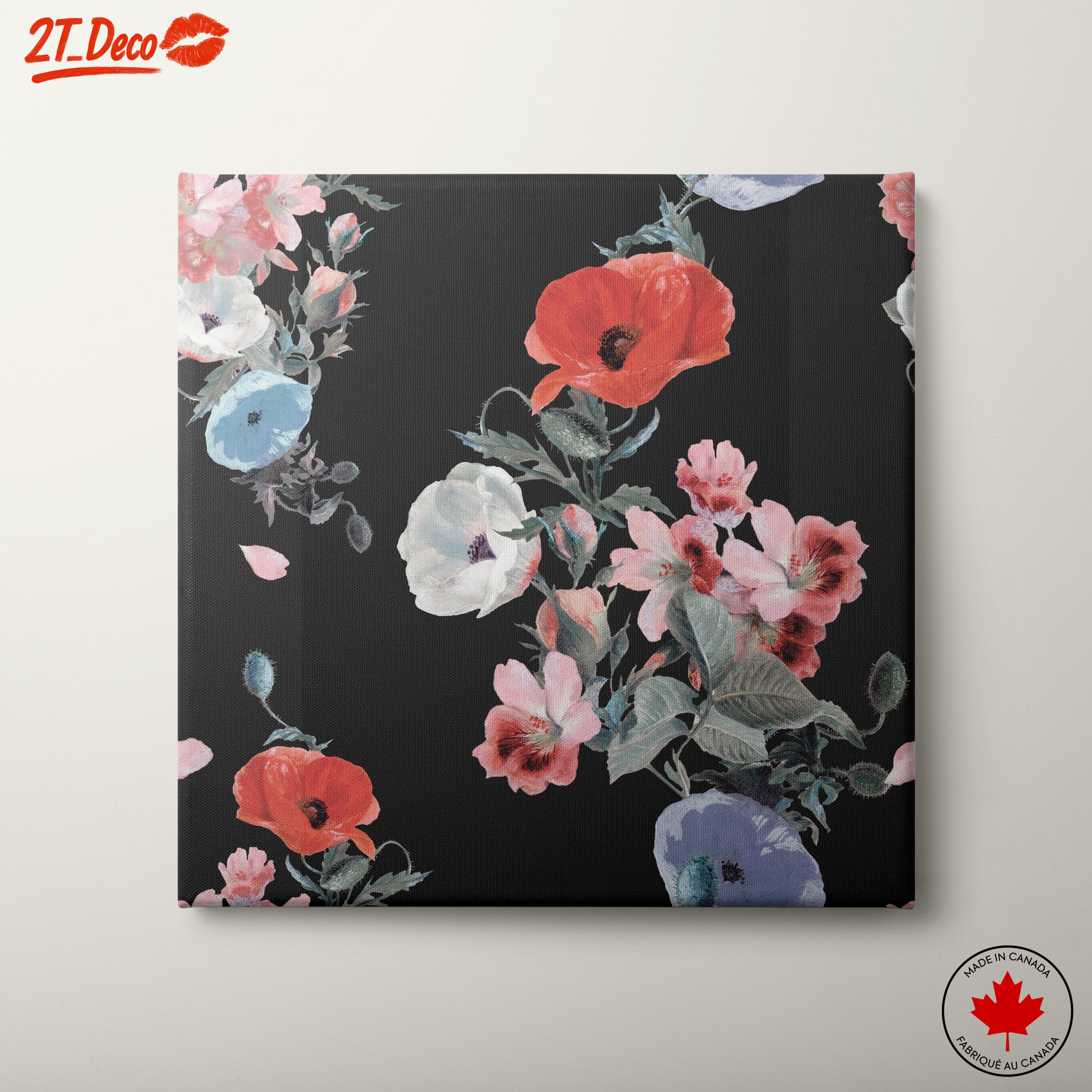Artistic Floral Design on Black Background