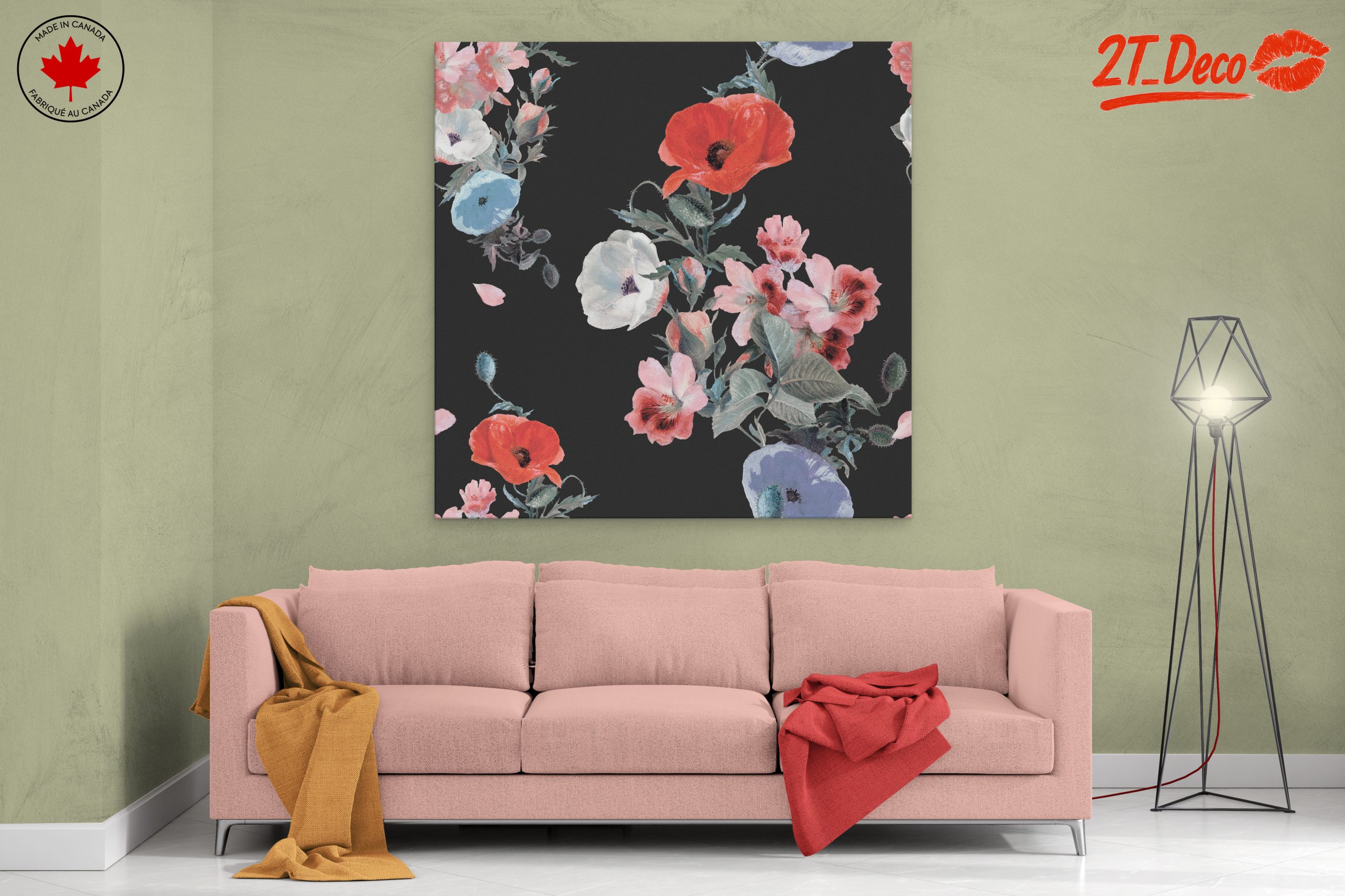 Artistic Floral Design on Black Background - Image 2