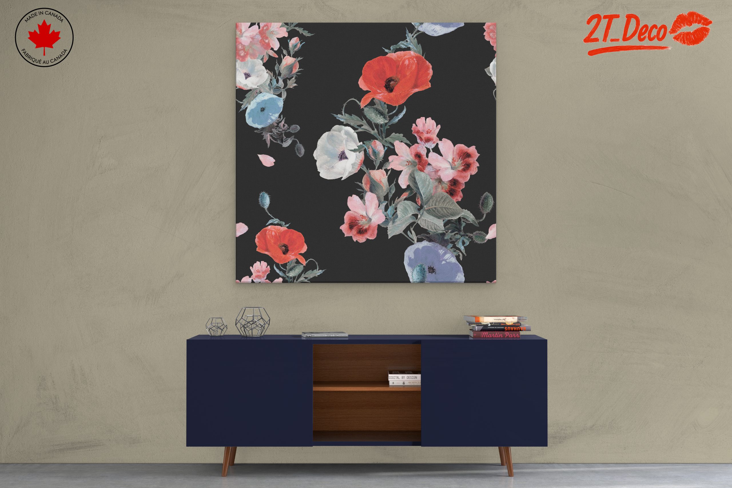 Artistic Floral Design on Black Background - Image 3