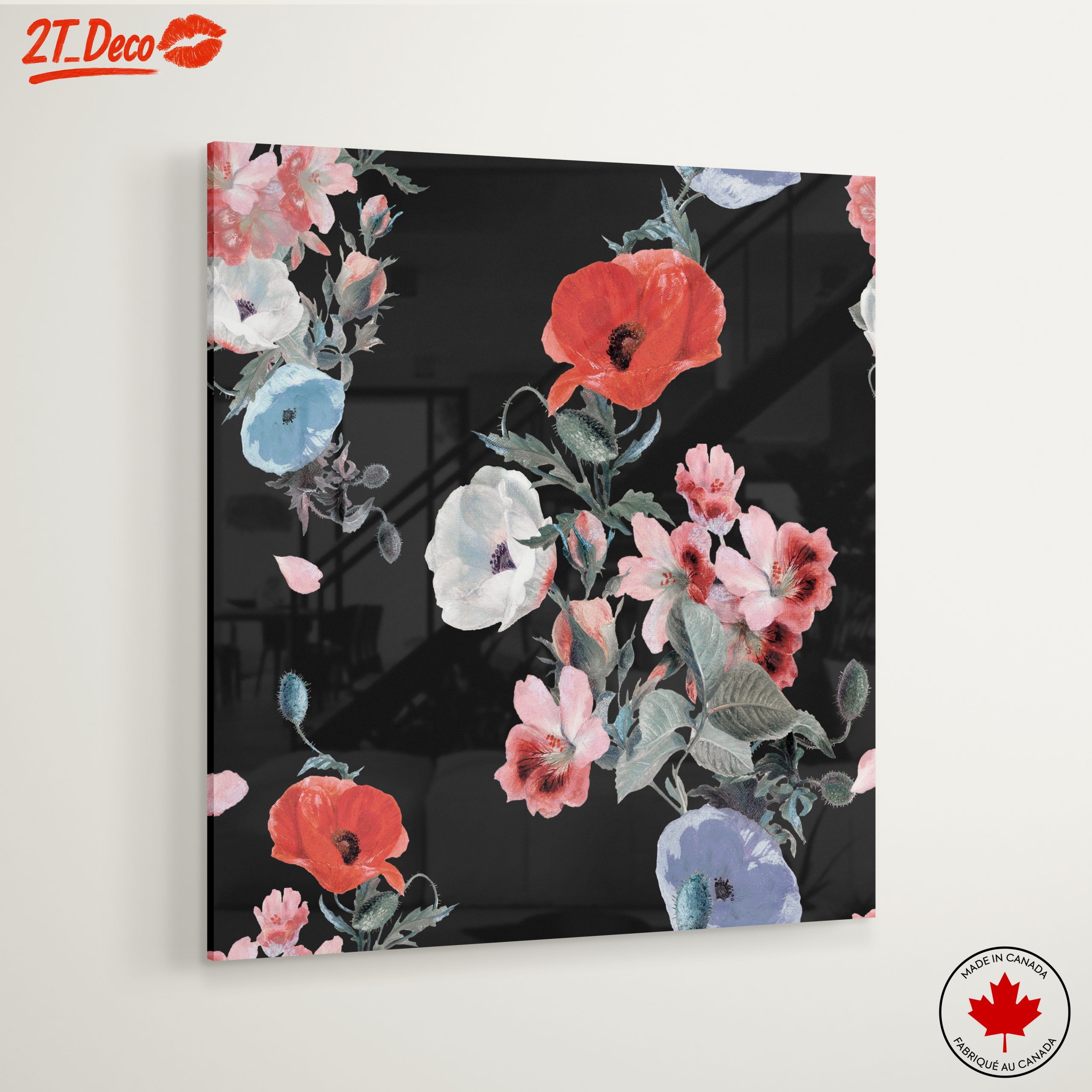 Artistic Floral Design on Black Background - Image 6