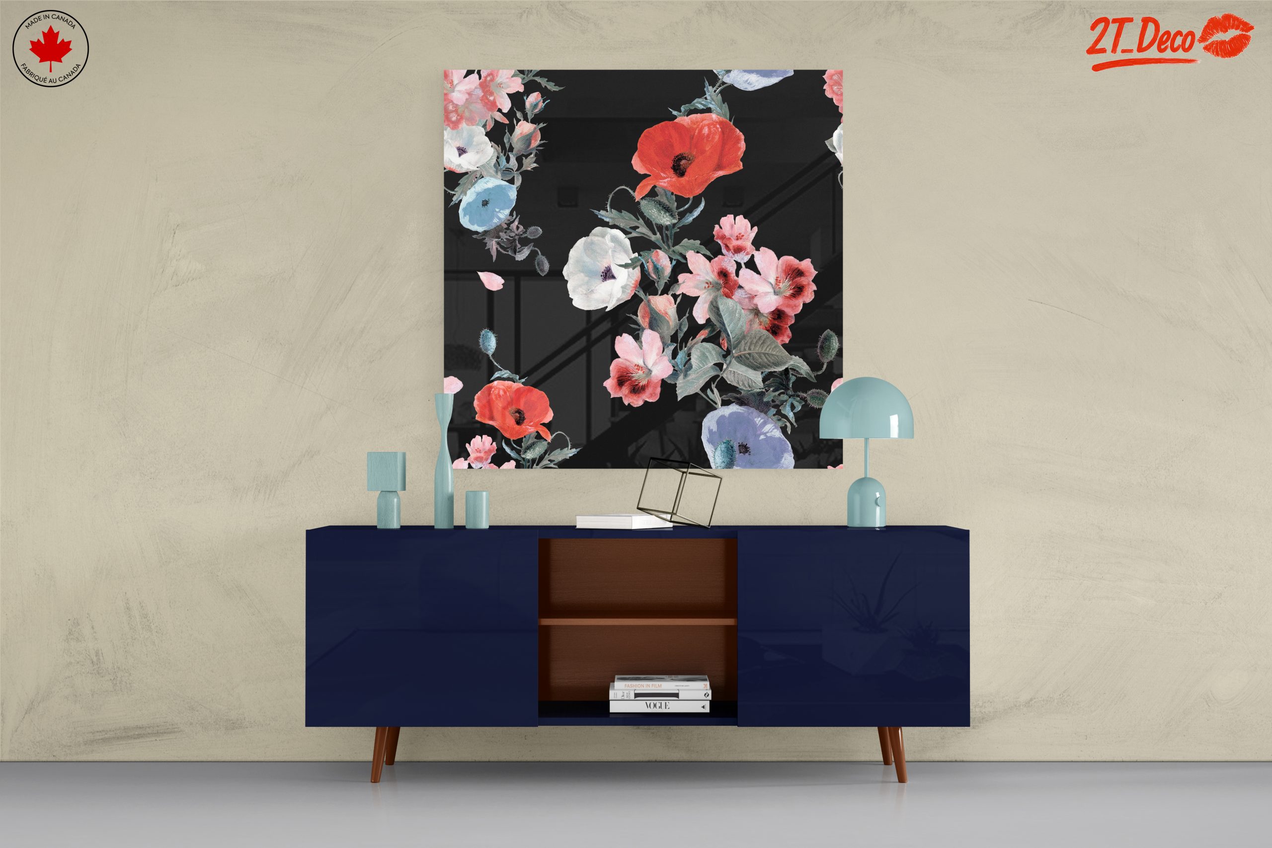 Artistic Floral Design on Black Background - Image 8
