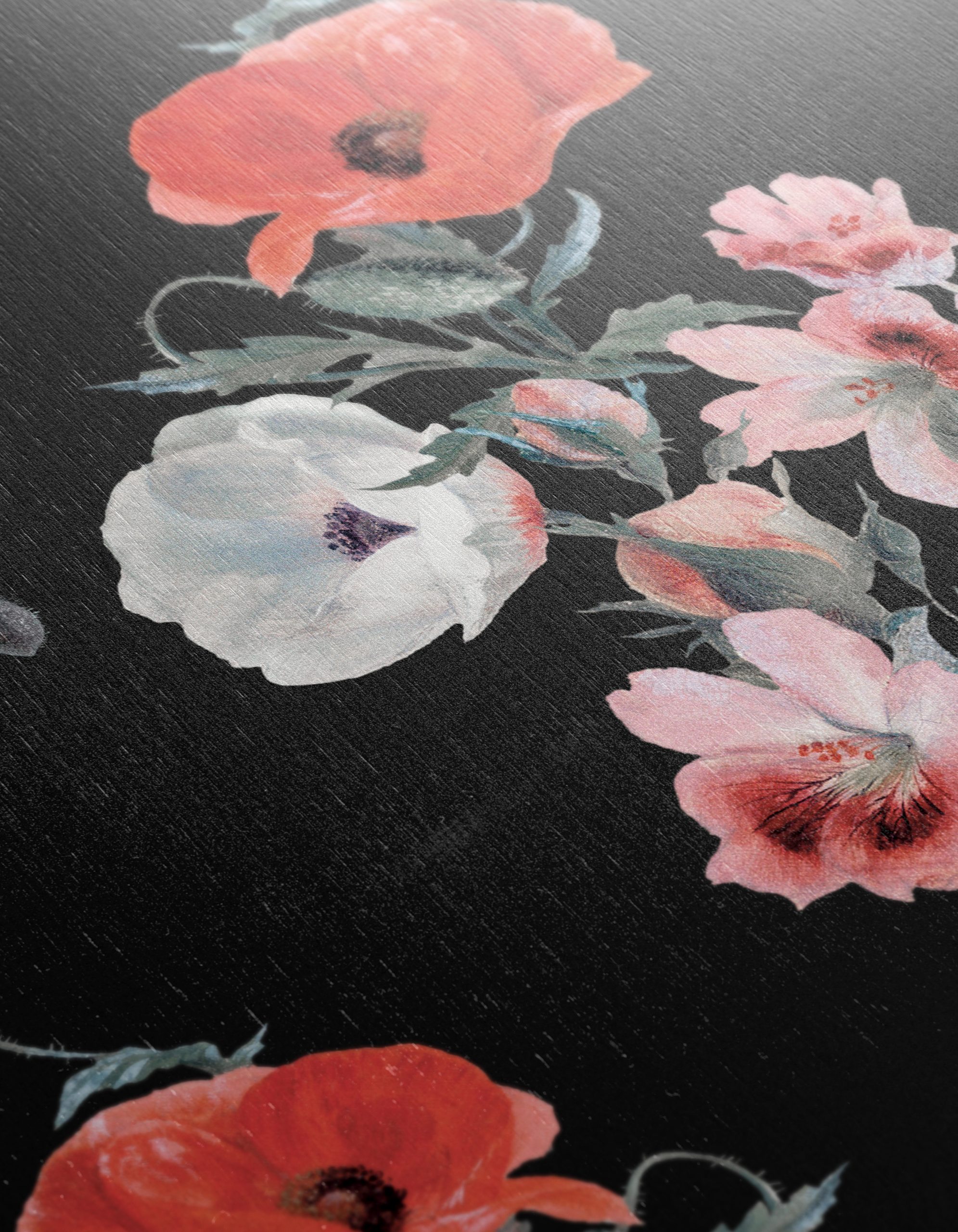 Artistic Floral Design on Black Background - Image 12