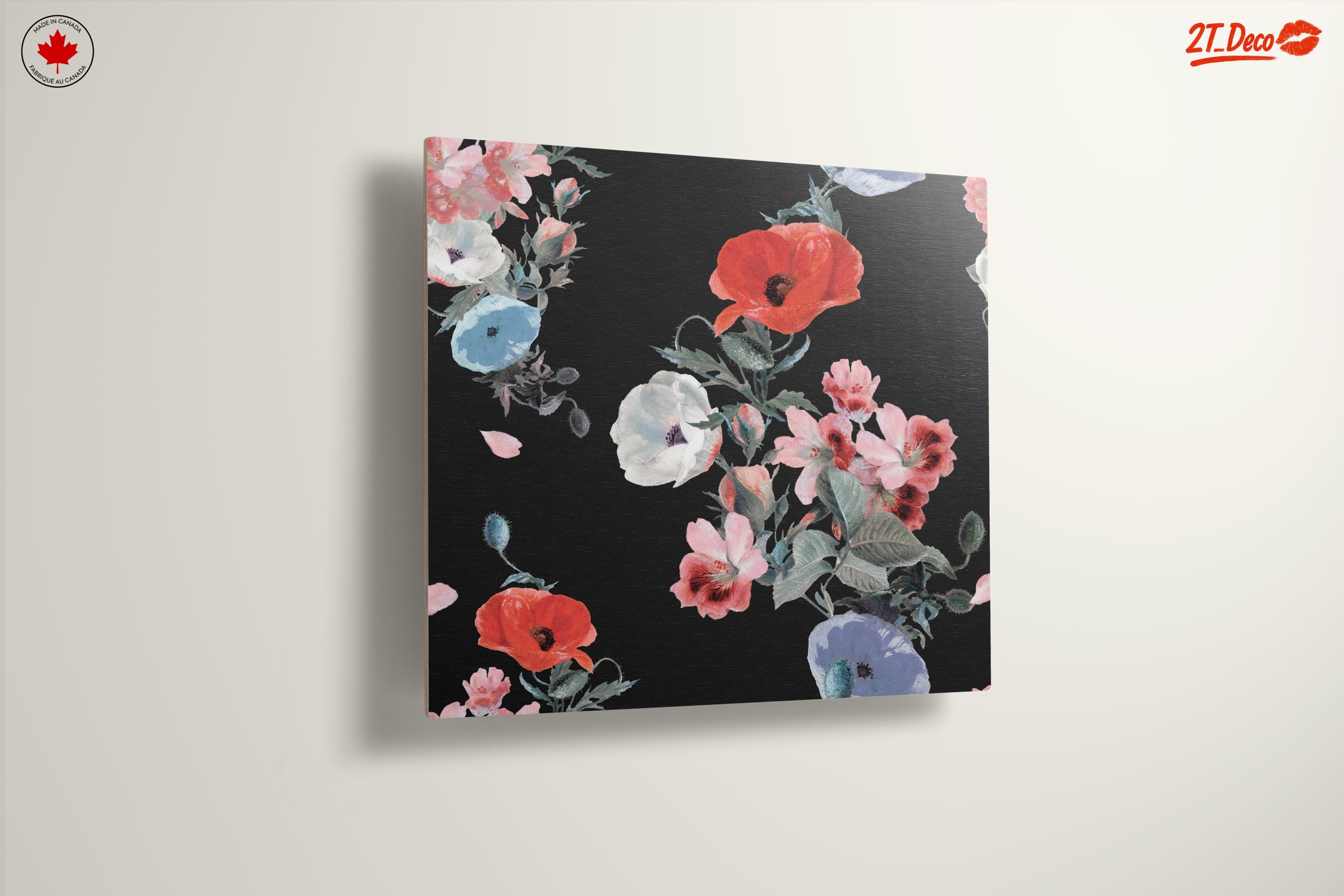 Artistic Floral Design on Black Background - Image 13