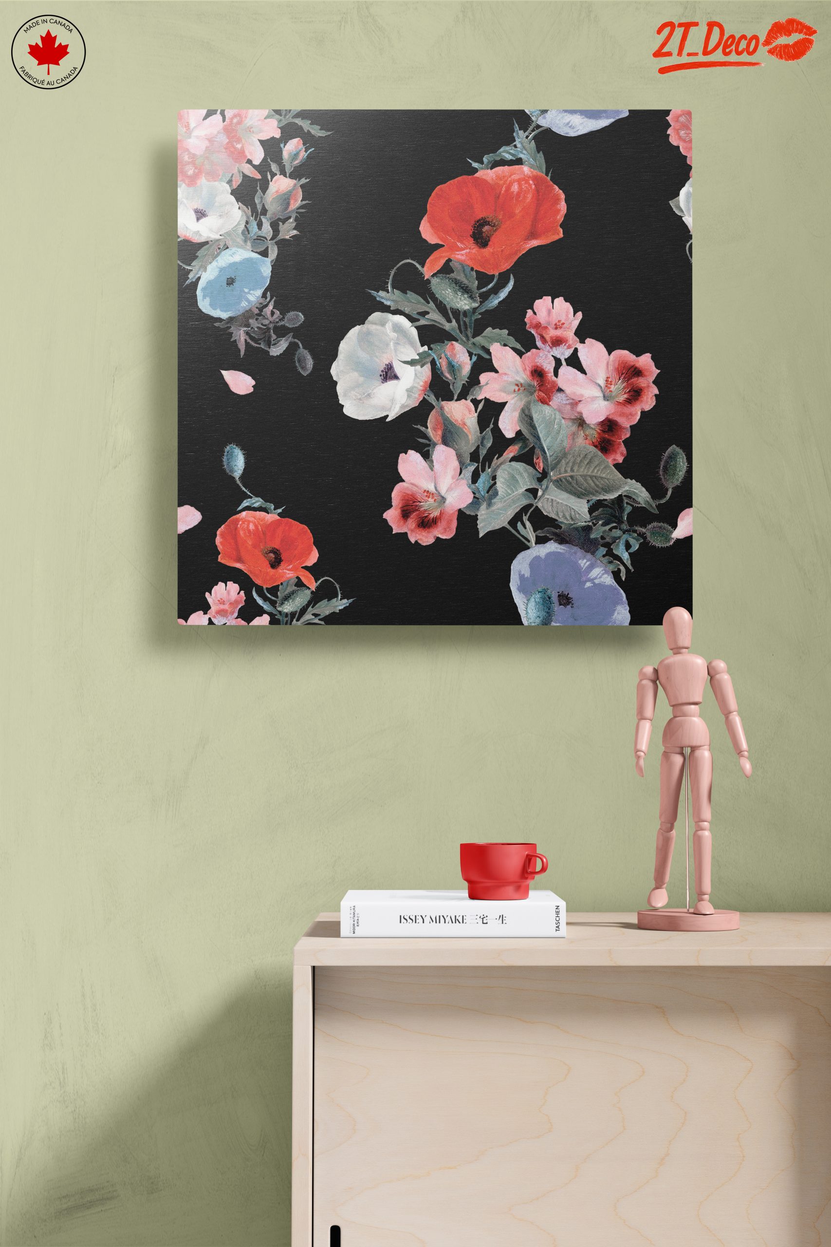 Artistic Floral Design on Black Background - Image 14