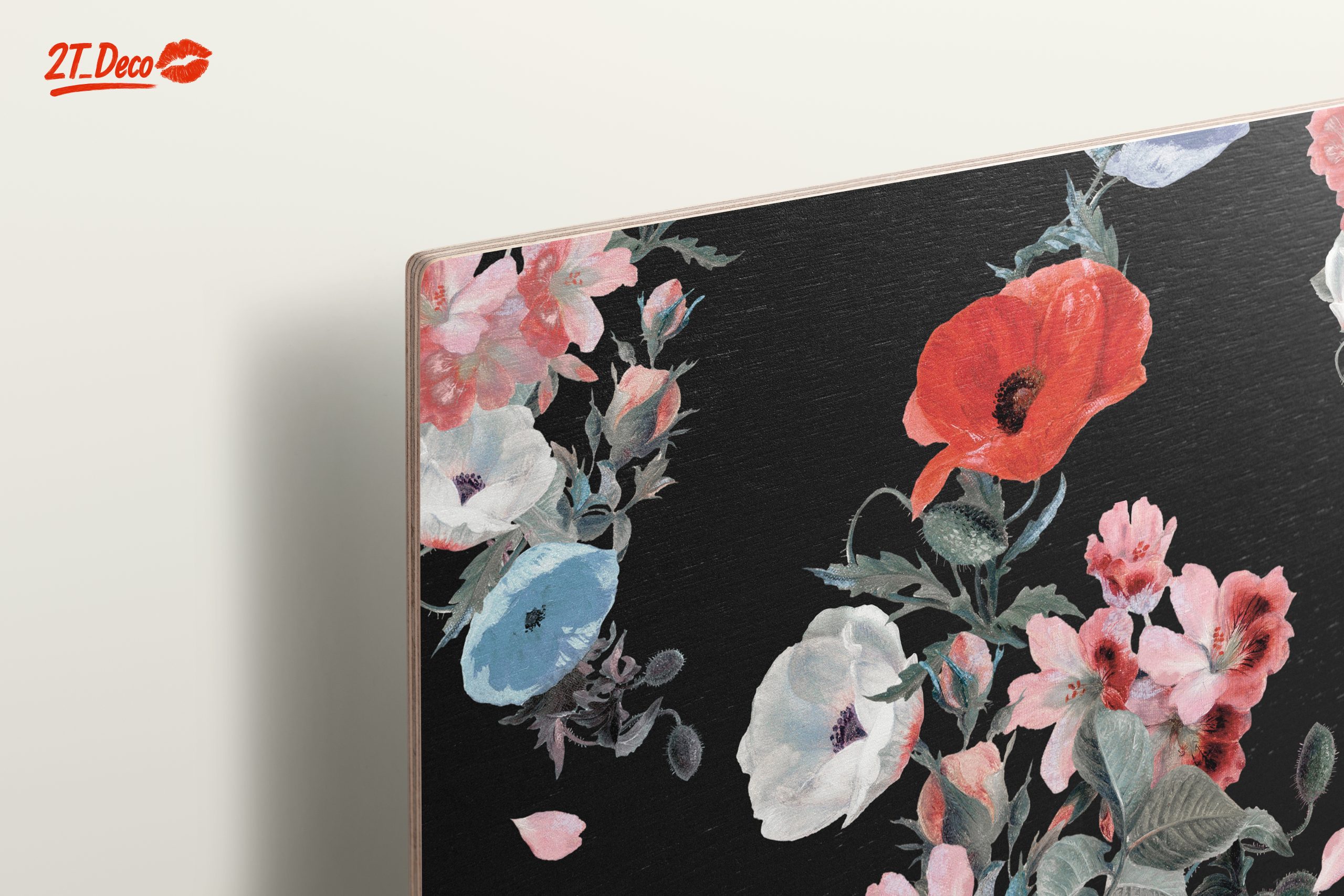 Artistic Floral Design on Black Background - Image 15