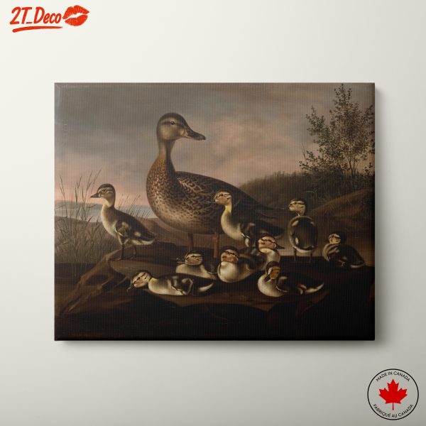 Mother Duck and Ducklings in Realistic Style