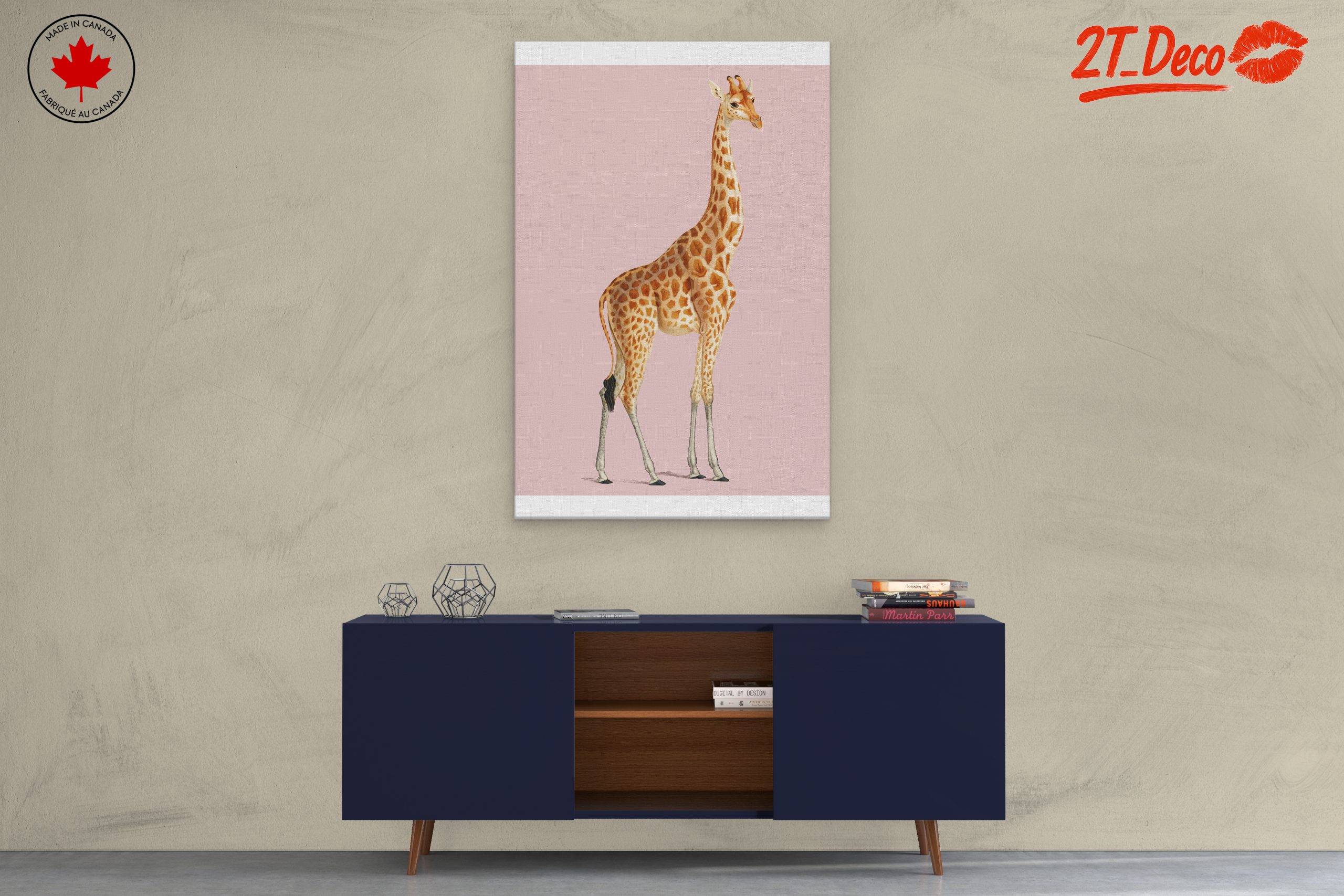 Cute Giraffe Illustration on Pink Background - Image 3