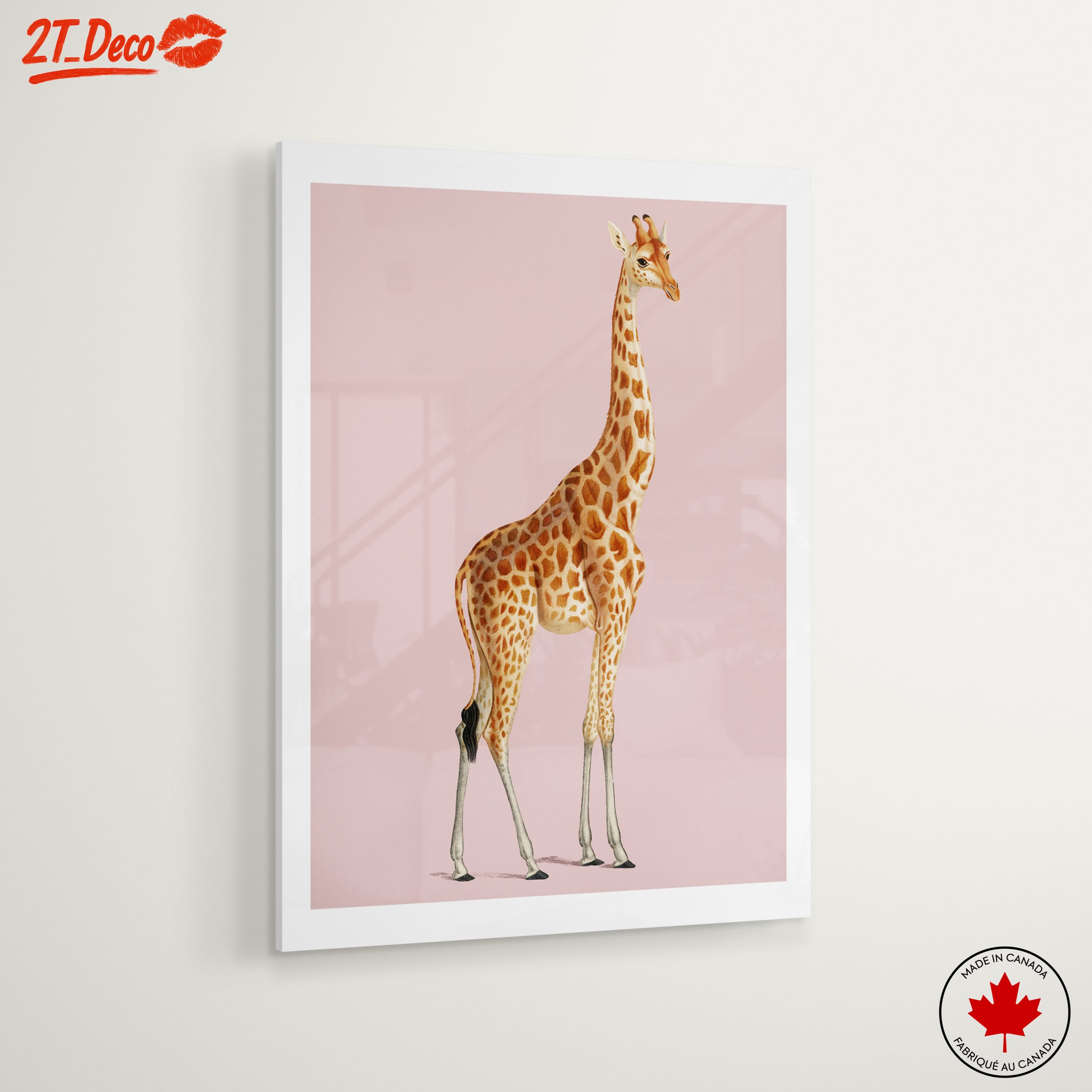 Cute Giraffe Illustration on Pink Background - Image 6