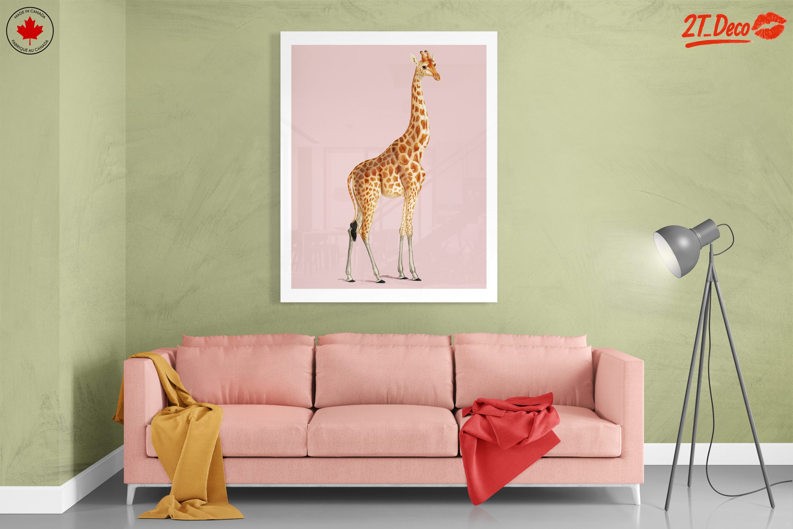 Cute Giraffe Illustration on Pink Background - Image 7