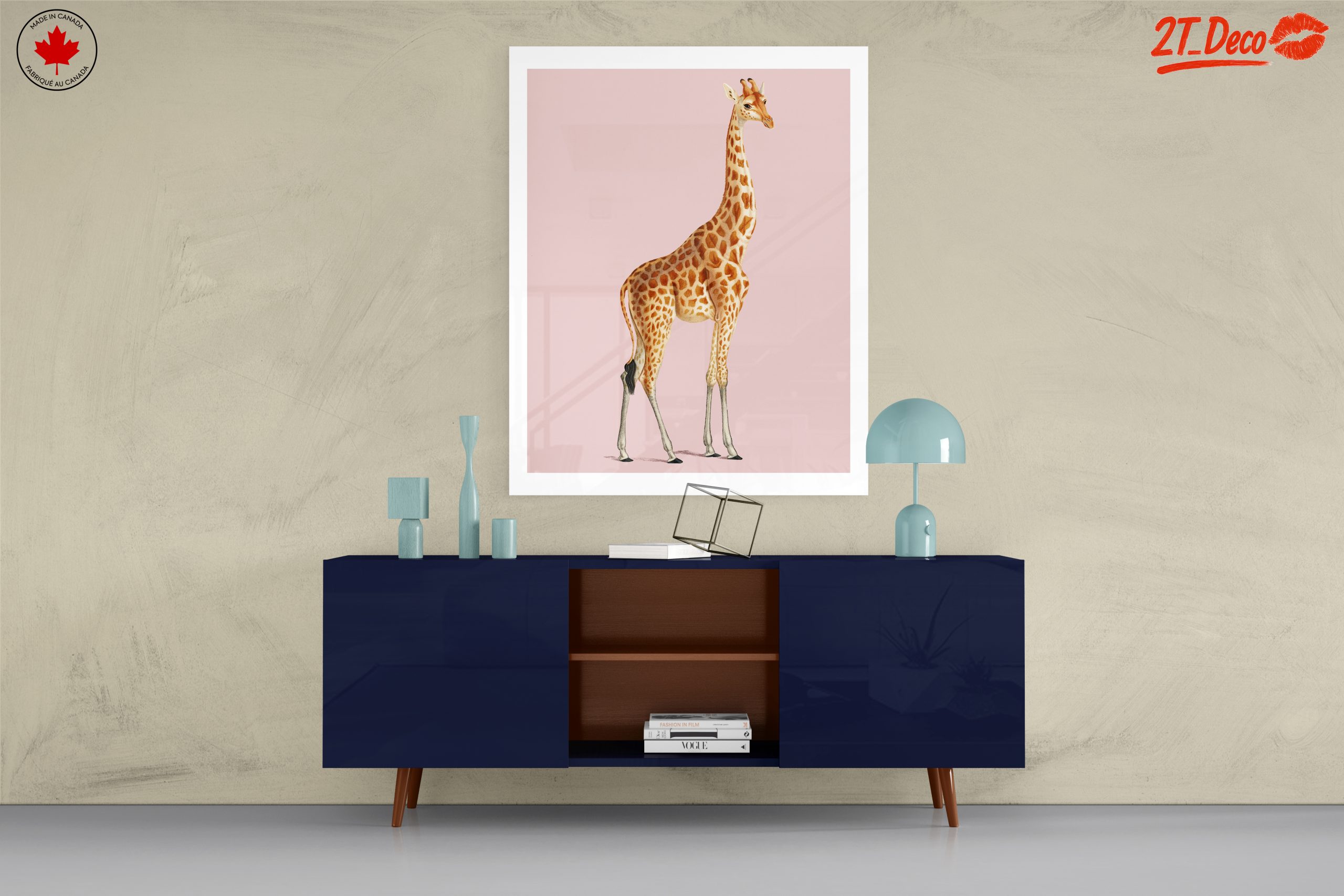 Cute Giraffe Illustration on Pink Background - Image 8