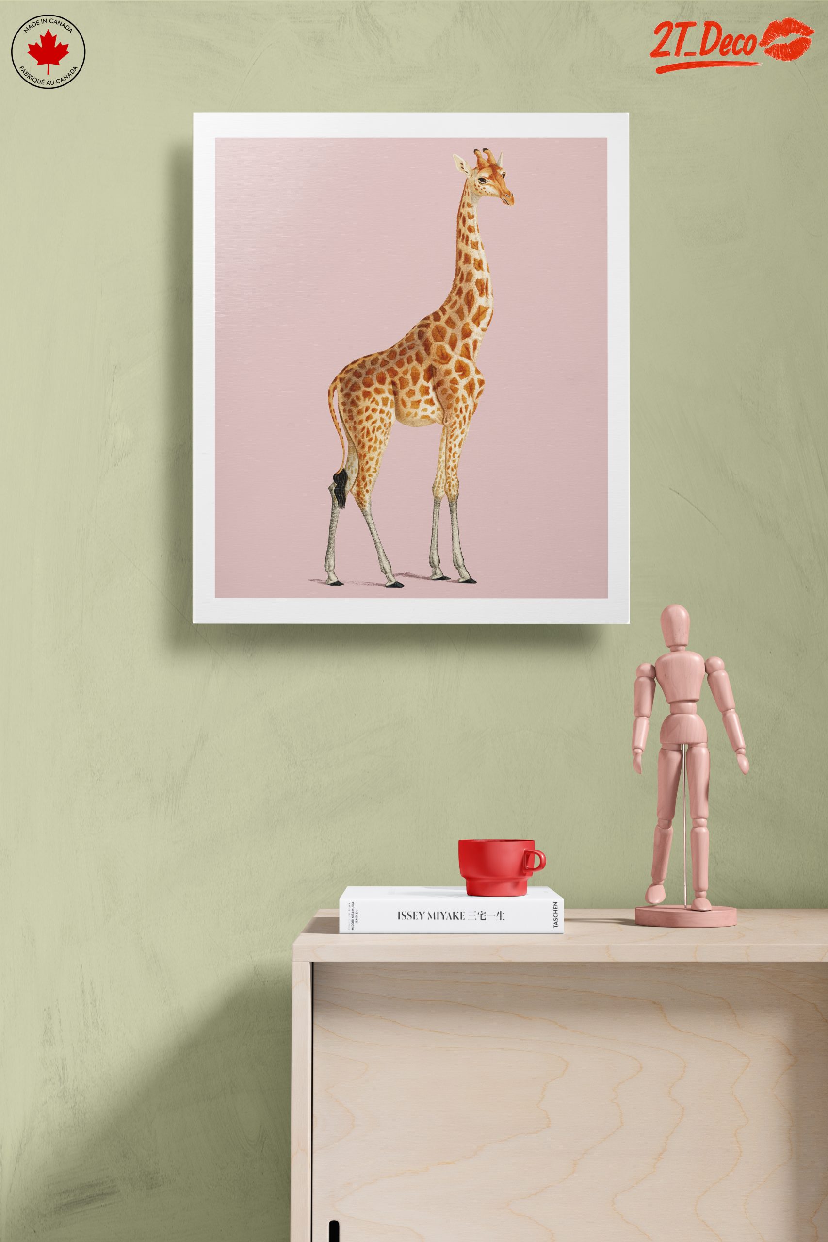 Cute Giraffe Illustration on Pink Background - Image 14