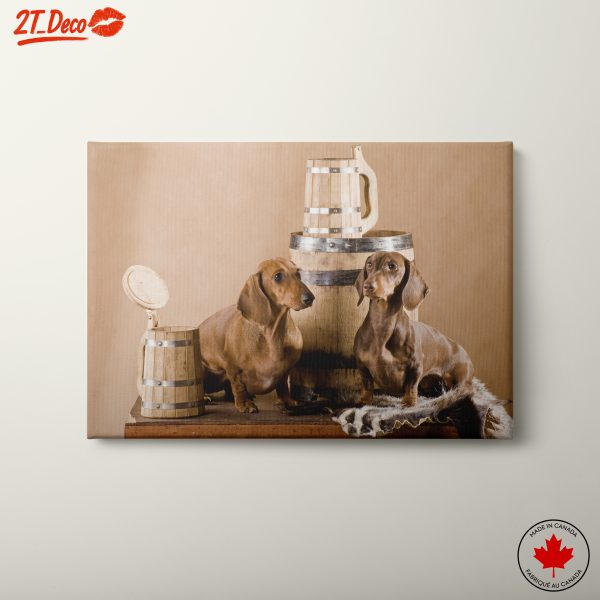 Charming Dachshund Dogs with Rustic Barrels