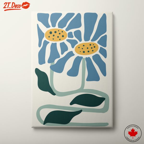 Modern Floral Artwork with Blue Daisies
