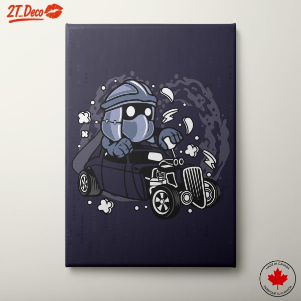 Dynamic Cartoon Character Riding a Car