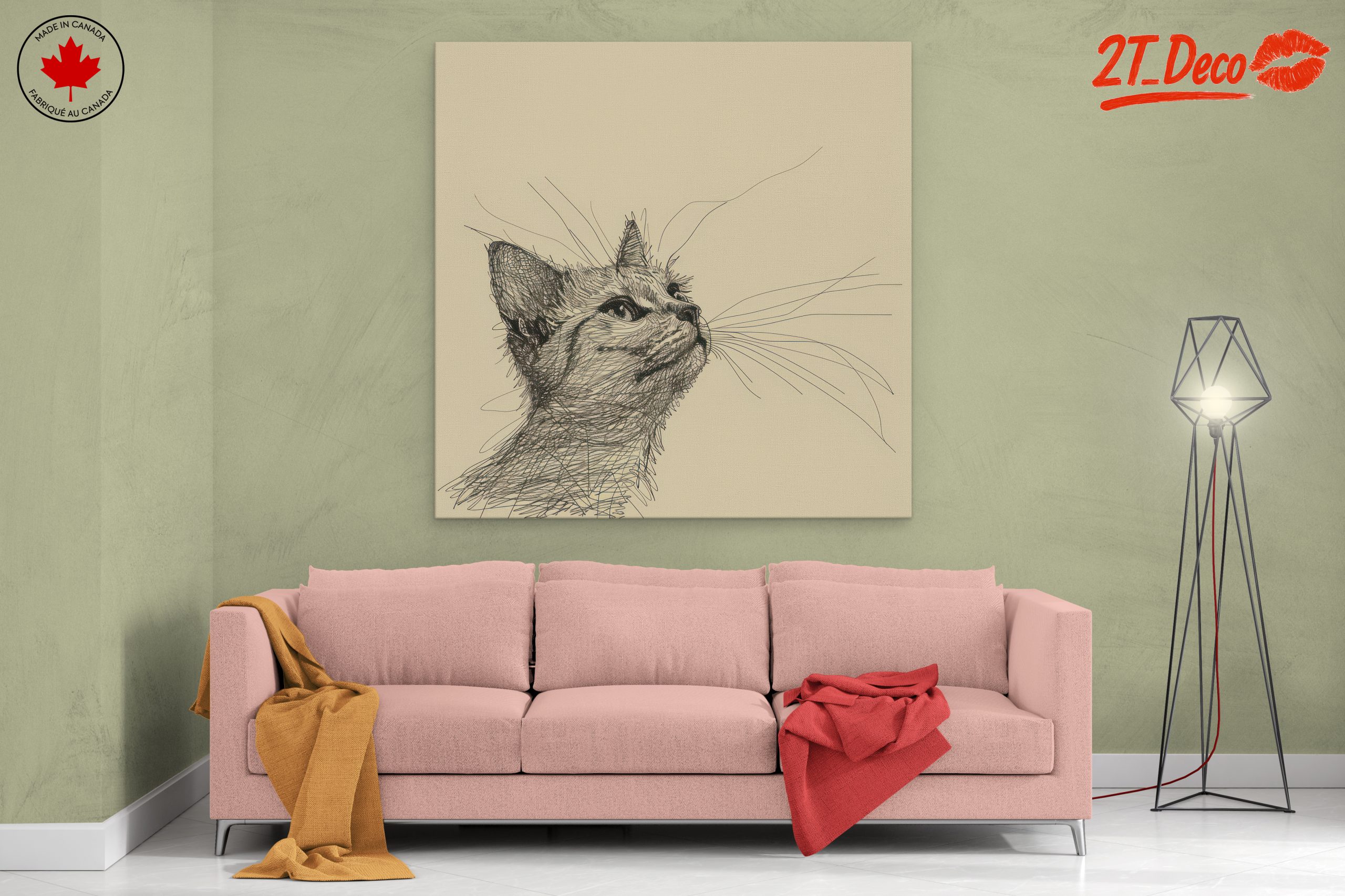 Stylized Cat Illustration in Elegant Line Art - Image 2