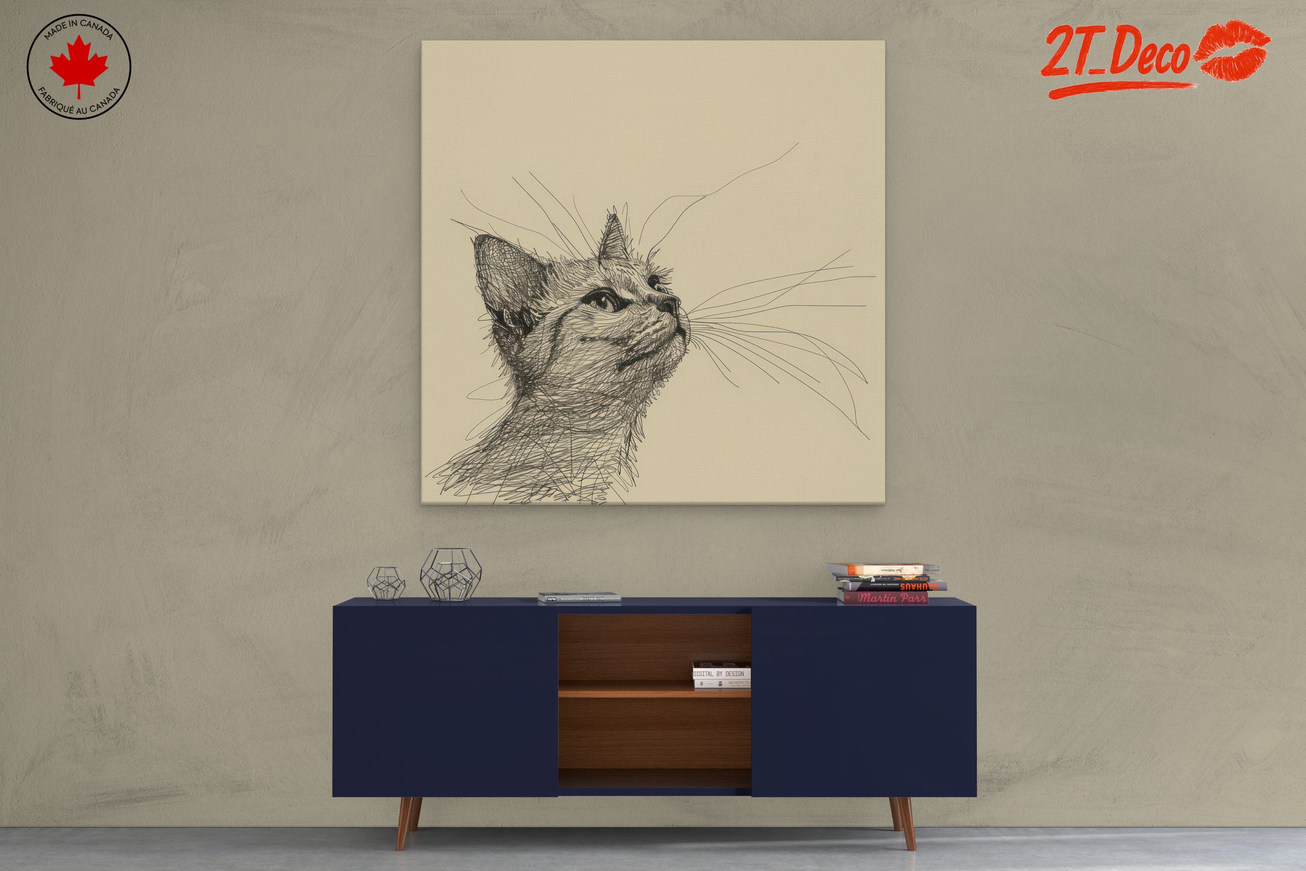 Stylized Cat Illustration in Elegant Line Art - Image 3