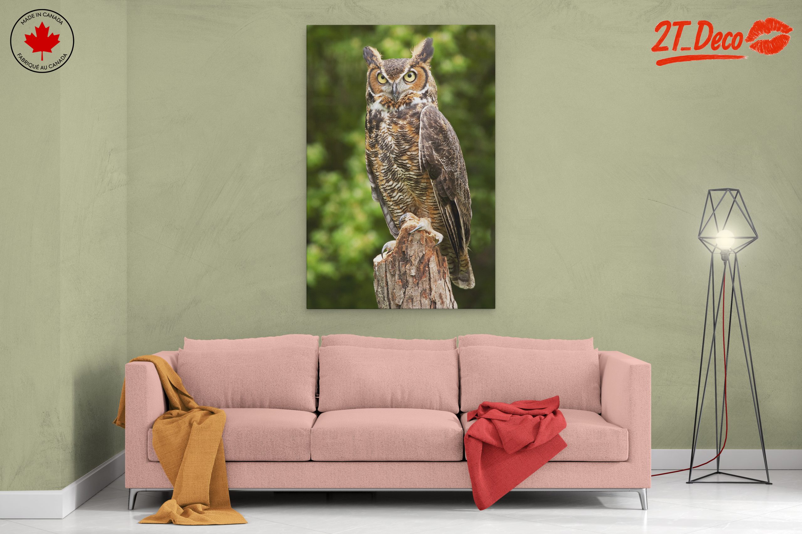 Majestic Owl on Tree Stump - Image 2