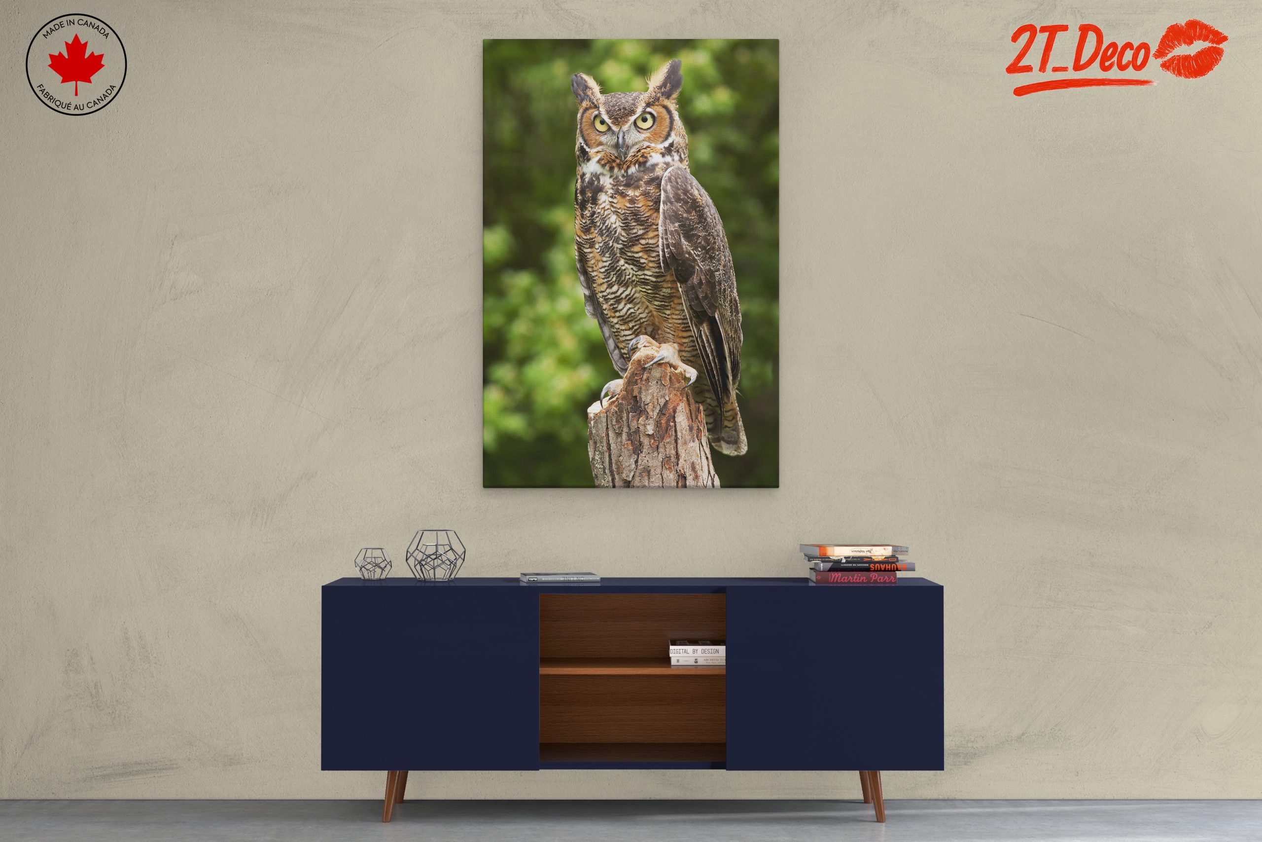 Majestic Owl on Tree Stump - Image 3
