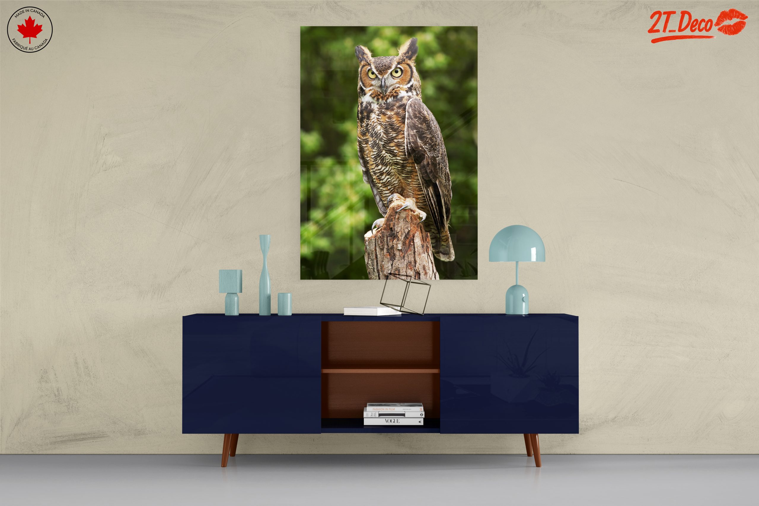 Majestic Owl on Tree Stump - Image 8