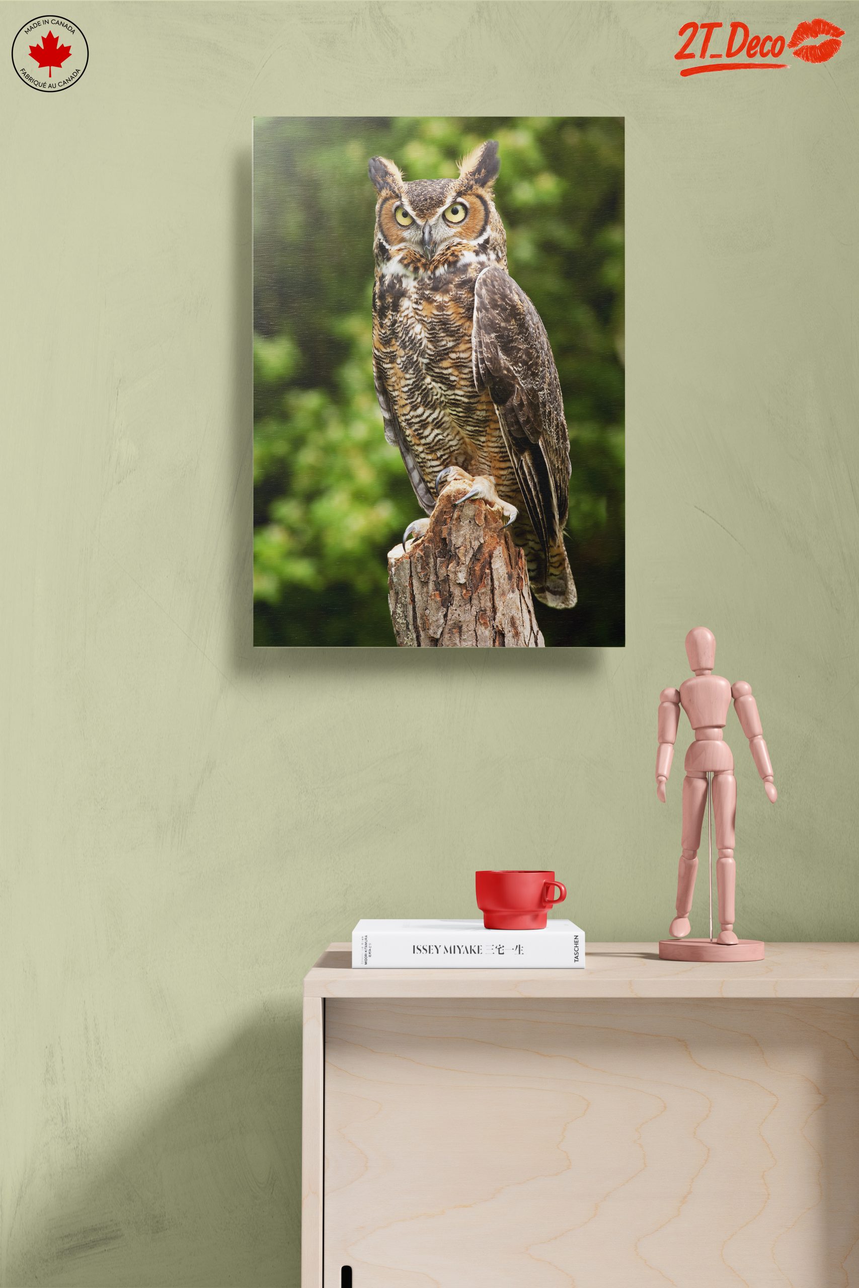 Majestic Owl on Tree Stump - Image 14